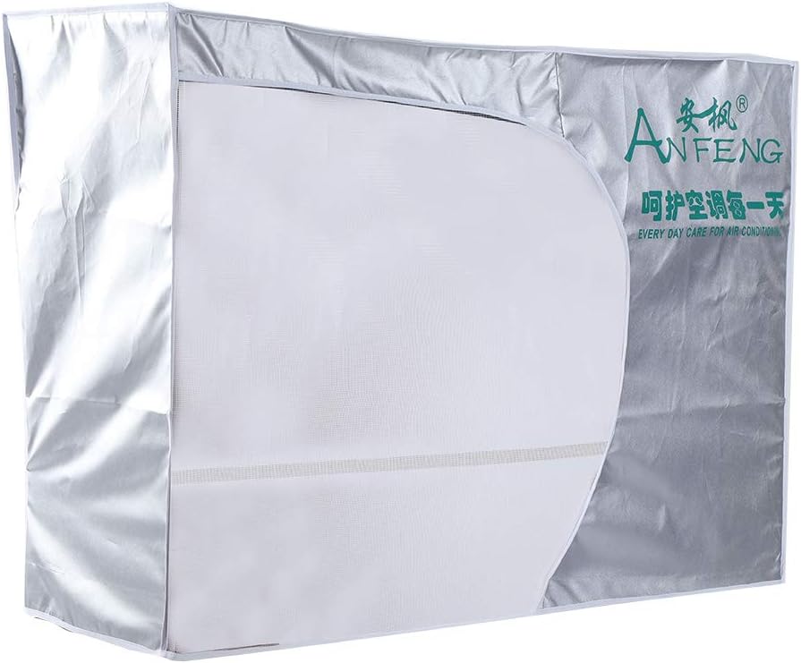  Housse De Climatiseur Extérieur, Bâche Anti Pluie Avec Ventilation Couverture Plus Épaisse Imperméable Anti Poussière Neige Utiliser Climatiseur Sans Enlever Couverture (1.5p), Polyester, Argent