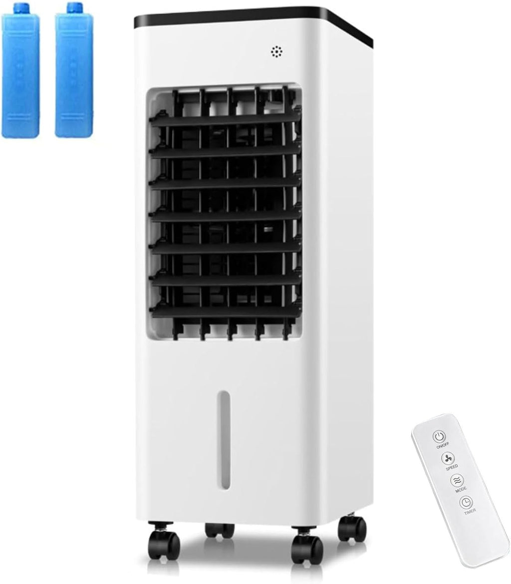 GENERIC Climatiseur Portable 3-en-1, Rafraîchisseur D’Air Évaporatif De 6L Avec Écran LED Et Oscillation à 90°, 3 Vitesses De Ventilation Réglables Et Minuterie De 7,5H, Ventilateur à Air Froid Pour Ma Black