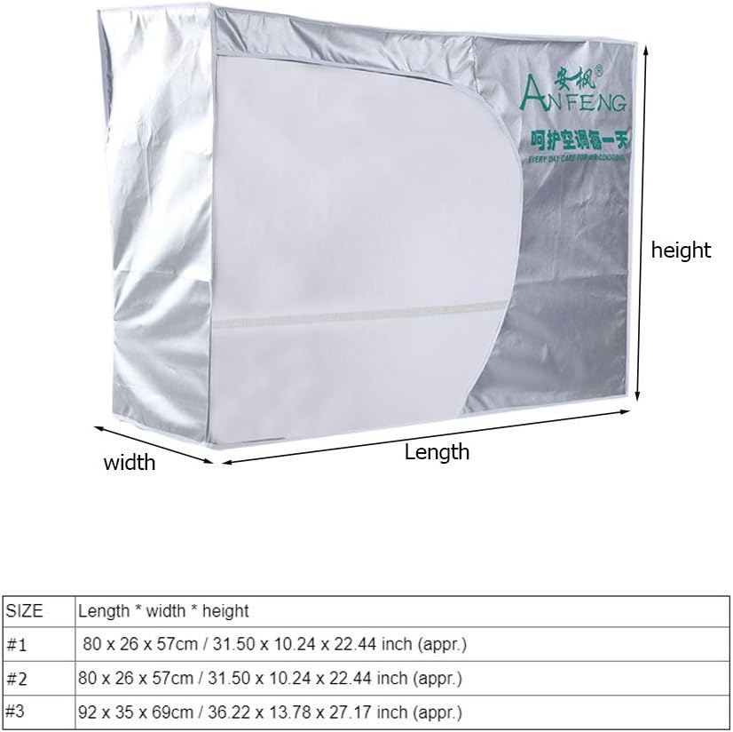  Housse De Climatiseur Extérieur, Bâche Anti Pluie Avec Ventilation Couverture Plus Épaisse Imperméable Anti Poussière Neige Utiliser Climatiseur Sans Enlever Couverture (1.5p), Polyester, Argent