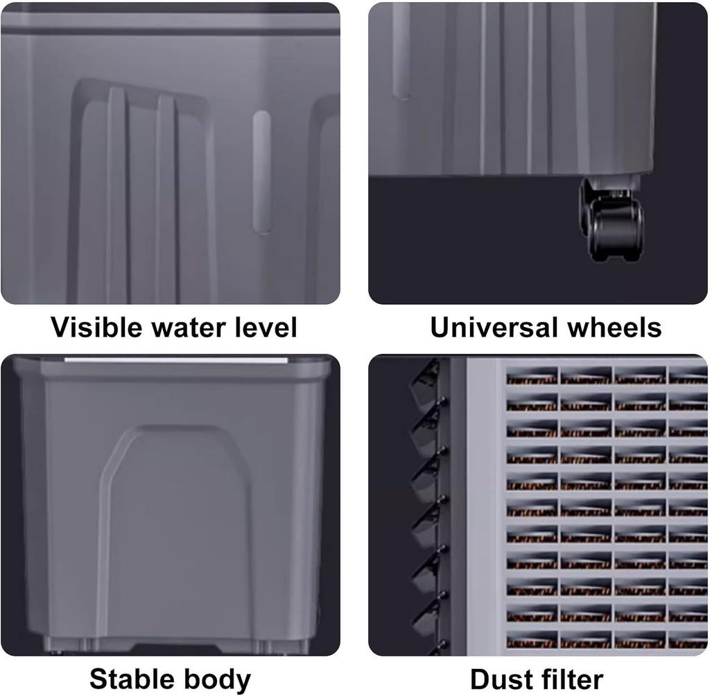 GENERIC Réservoir De Refroidisseur D'évaporation Portable 45L, Ventilateur De Climatiseur 3 En 1 Avec Paquets De Glace, Humidificateur à Grande Vitesse Pour Le Bureau à Domicile, Grande Capacité D'eau, Roues