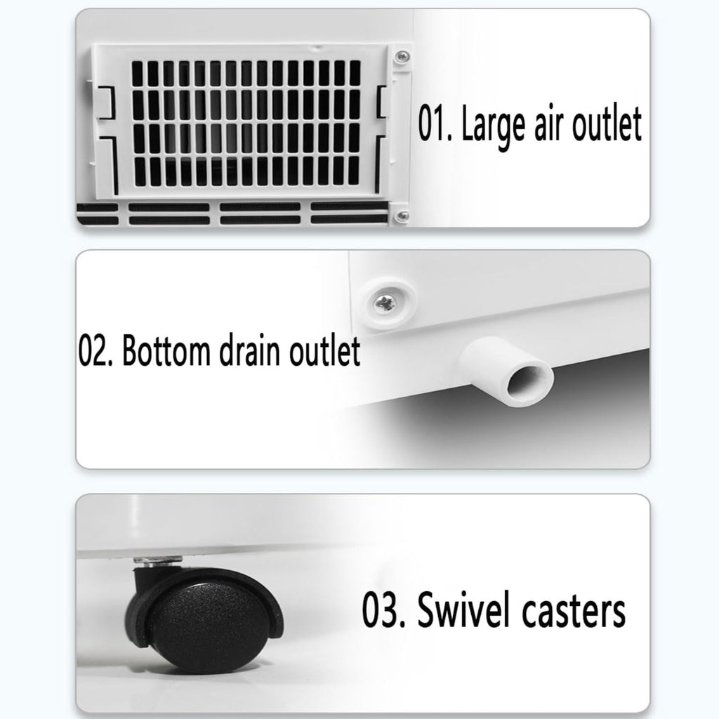  Climatiseur Portable, Unité Intelligente Intelligente AC Silencieuse Avec Déshumidificateur Cool Et Modes Ventilateur, Pour La Pièce Jusqu'à 350 Pieds Carrés, Télécommande, Minuterie 24H, Kit D'instal
