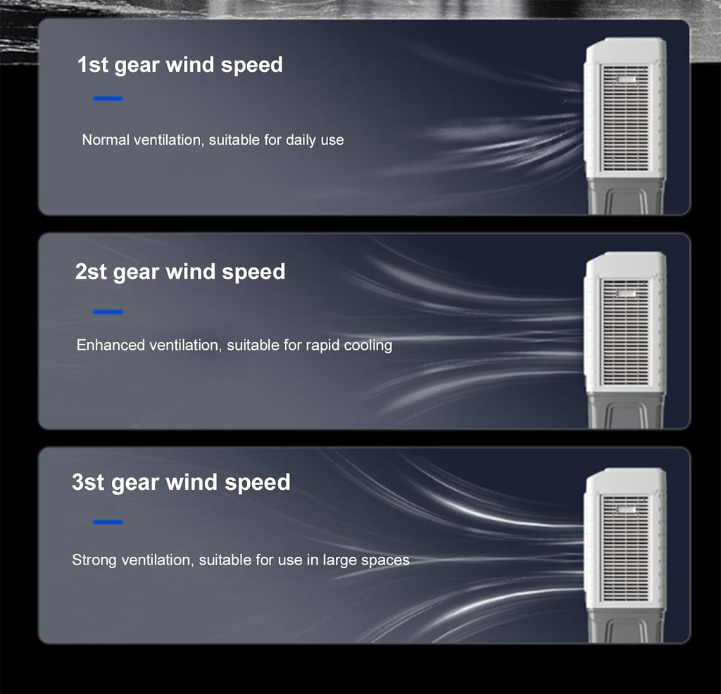 GENERIC Refroidisseur D'air Portable Avec Réservoir De 50L, Ventilateur De Brumisation à 3 Vitesses Pour Usage Industriel à La Maison, Refroidisseur De Marais évaporatif à Télécommande, Conception à Roues Sil