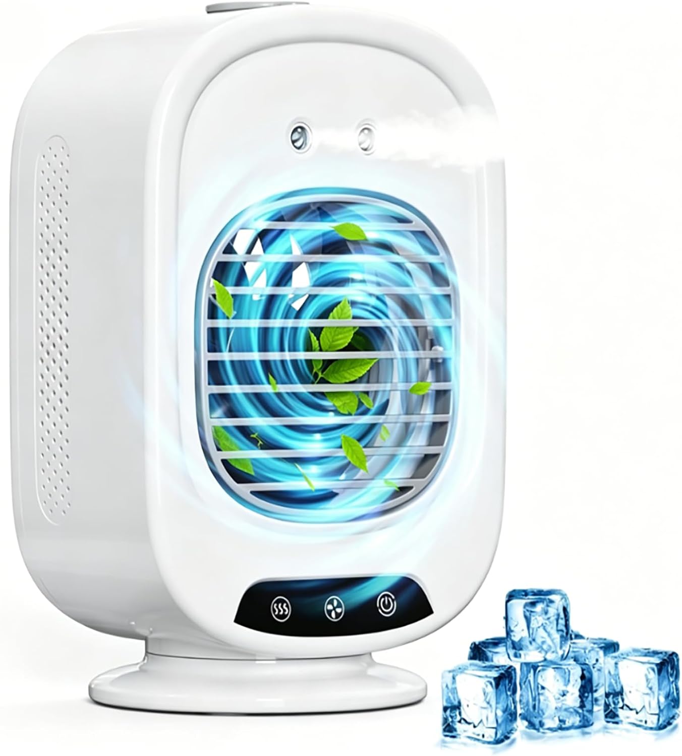  ZVD Climatiseur Mobile Portable,Mini Refroidisseur D'Air 4 En 1 (Blanc) | Silencieux,3 Vitesses,300ML,USB,Ventilateur Brumisateur,Mini Clim Pour Bureau,Chambre,Voiture,Camping