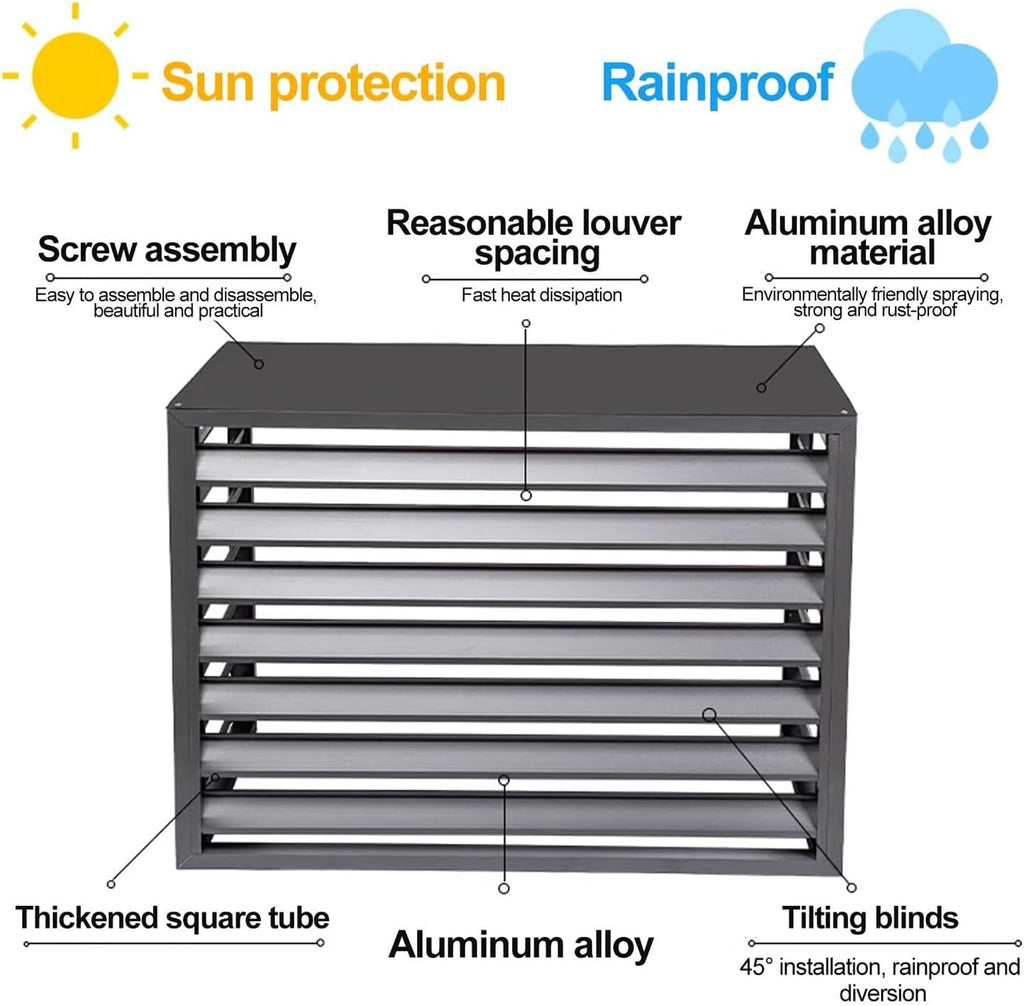 GENERIC Housse En Aluminium à 4 Panneaux Pour Climatiseur D'extérieur Et Poubelle Blanc 110 X 60 X 80 Cm