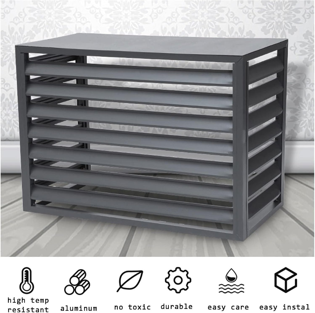 GENERIC Écran De Clôture Pour Climatiseur Extérieur Et Support De Fleurs – Coque En Alliage D'aluminium Pour Unité Extérieure Support De Plante En Métal Anti-corrosion Blanc B Taille 2-3P