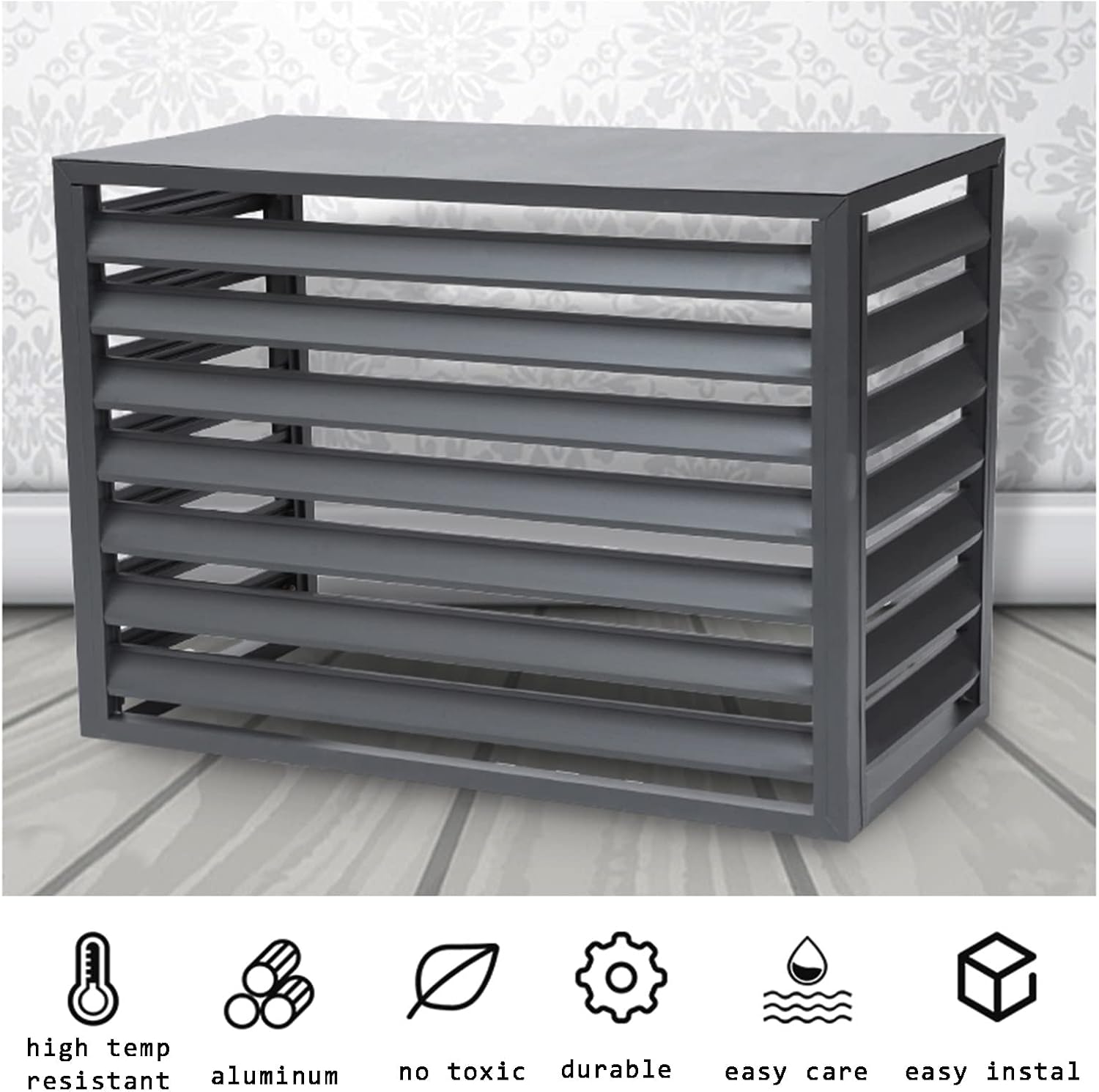 GENERIC Écran De Clôture Pour Climatiseur Extérieur Et Support De Fleurs – Coque En Alliage D'aluminium Pour Unité Extérieure Support De Plante En Métal Anti-corrosion Blanc B Taille 2-3P