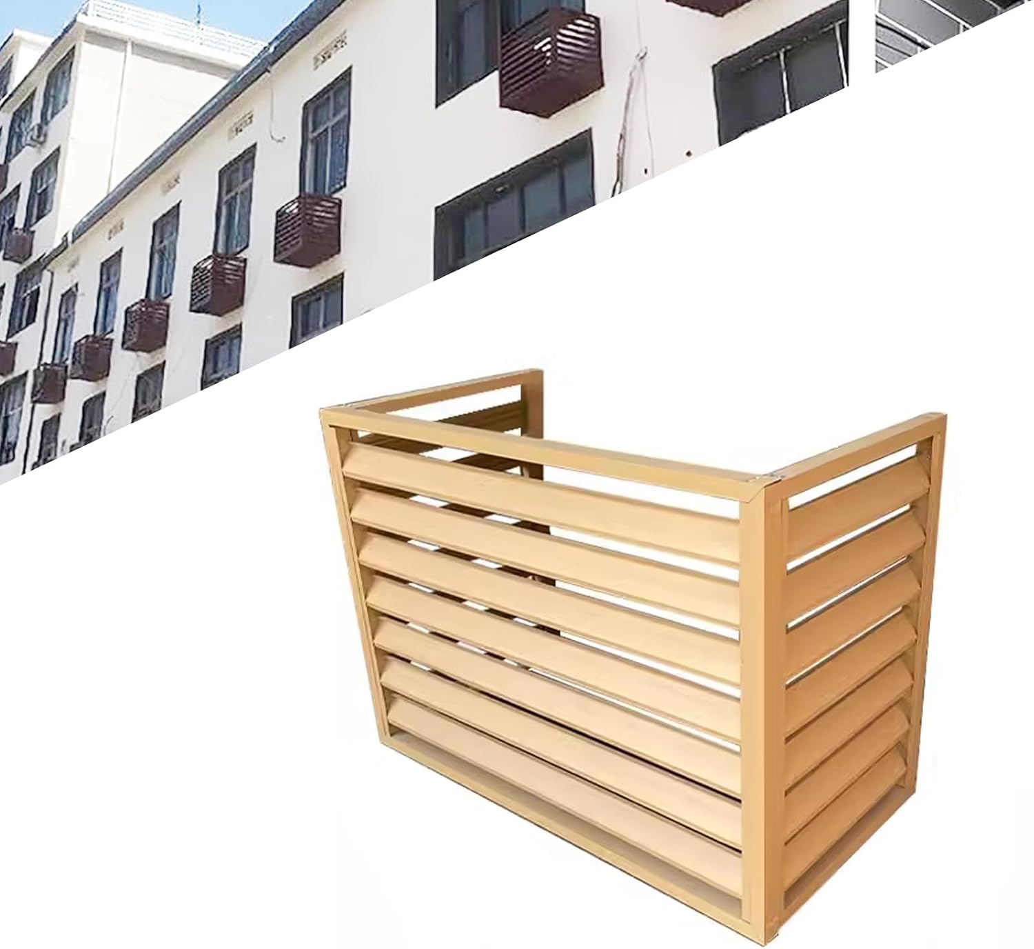  1.5P Climatiseur Mural Aluminium Composite Caisson Anti Bruit Pompe A Chaleur Support Climatiseur Exterieur Cache Clim,Étanche À La Poussière Et À L'eau Pour Intérieur Extérieur Support