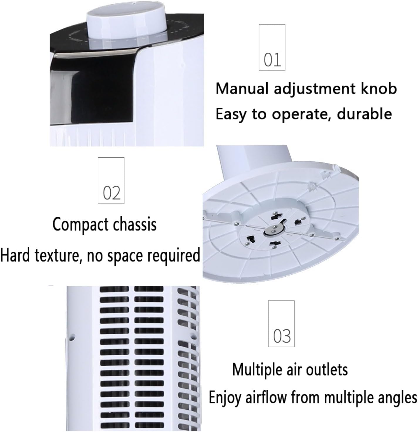 GENERIC Ventilateur De Tour Portable Avec Télécommande, 60° Circulateur D'air Oscillant, Ventilateur De Refroidissement Silencieux Pour Le Bureau à Domicile, Affichage LED, 3 Vitesses, Minuterie 12H, Concepti