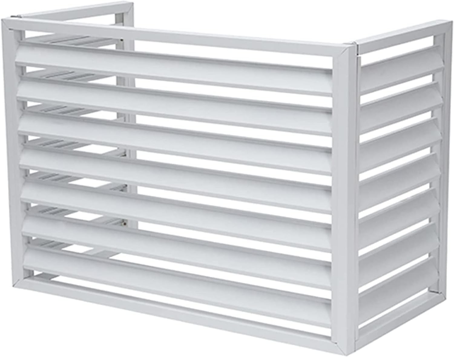  Housse Pour Climatiseur Extérieur – Clôture En Aluminium Robuste Avec étagère à Persiennes Pour Balcon, Jardin – Protection De L'intimité – Blanc (3 Côtés, 110 X 80 X 60 Cm)
