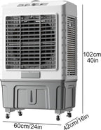 GENERIC Refroidisseur D'air évaporatif Portable, Ventilateur à 3 Vitesses Avec Oscillation à 120 °, Réservoir 55L Pour Les Bureaux à Domicile, Fonctionnement Silencieux, Mobilité Facile, Solution De Refroidis