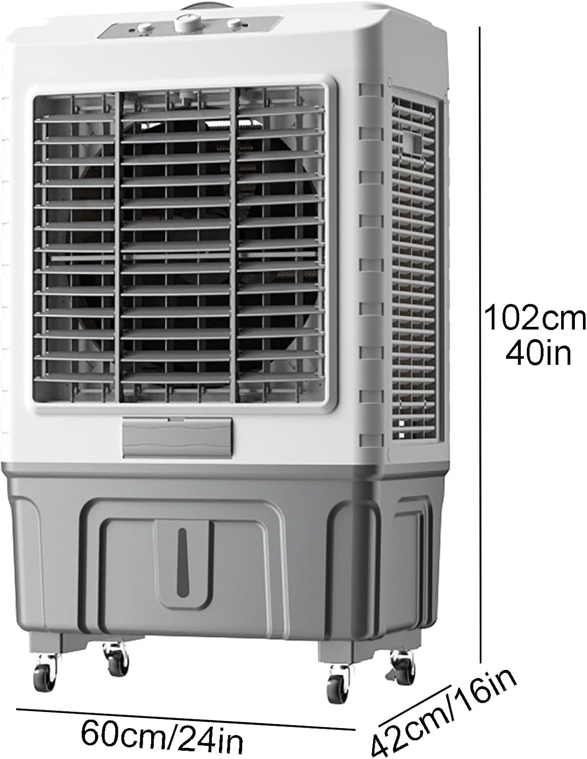 GENERIC Refroidisseur D'air évaporatif Portable, Ventilateur à 3 Vitesses Avec Oscillation à 120 °, Réservoir 55L Pour Les Bureaux à Domicile, Fonctionnement Silencieux, Mobilité Facile, Solution De Refroidis