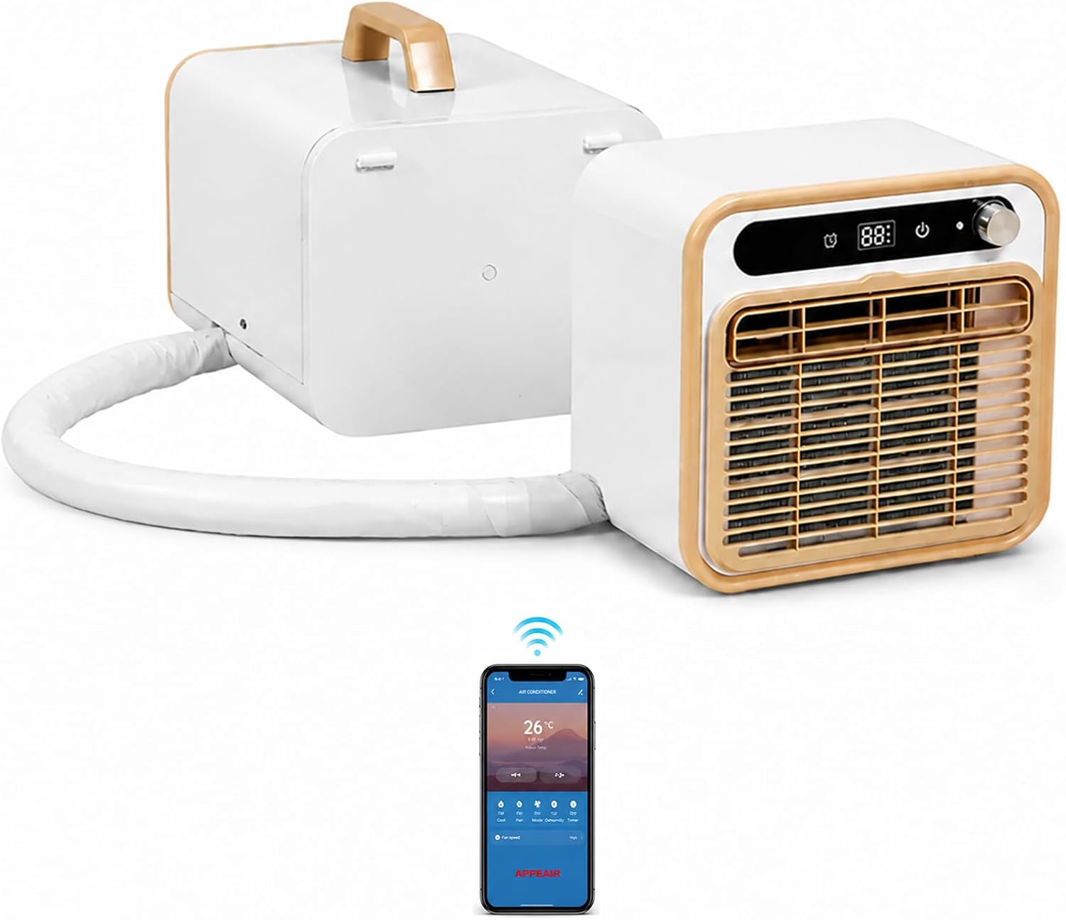  Climatiseur Portable 5000 BTU, AC Mobile Pour Tente 1m | Modèle Split Silencieux, Refroidisseur D'air Intelligent Avec Option Tuyau 1m/1.5m/2m, Minuterie 12H Bureau