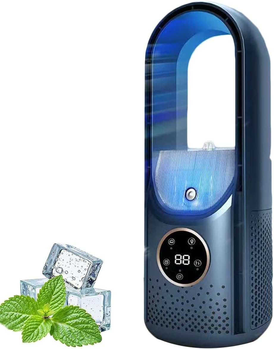  Climatiseur Silencieux, Ventilateur De Refroidissement, Refroidisseur D'air évaporatif Silencieux Sans Lames, Ventilateur De Refroidissement De Table à Alimentation Pour La Maison (Blanc)