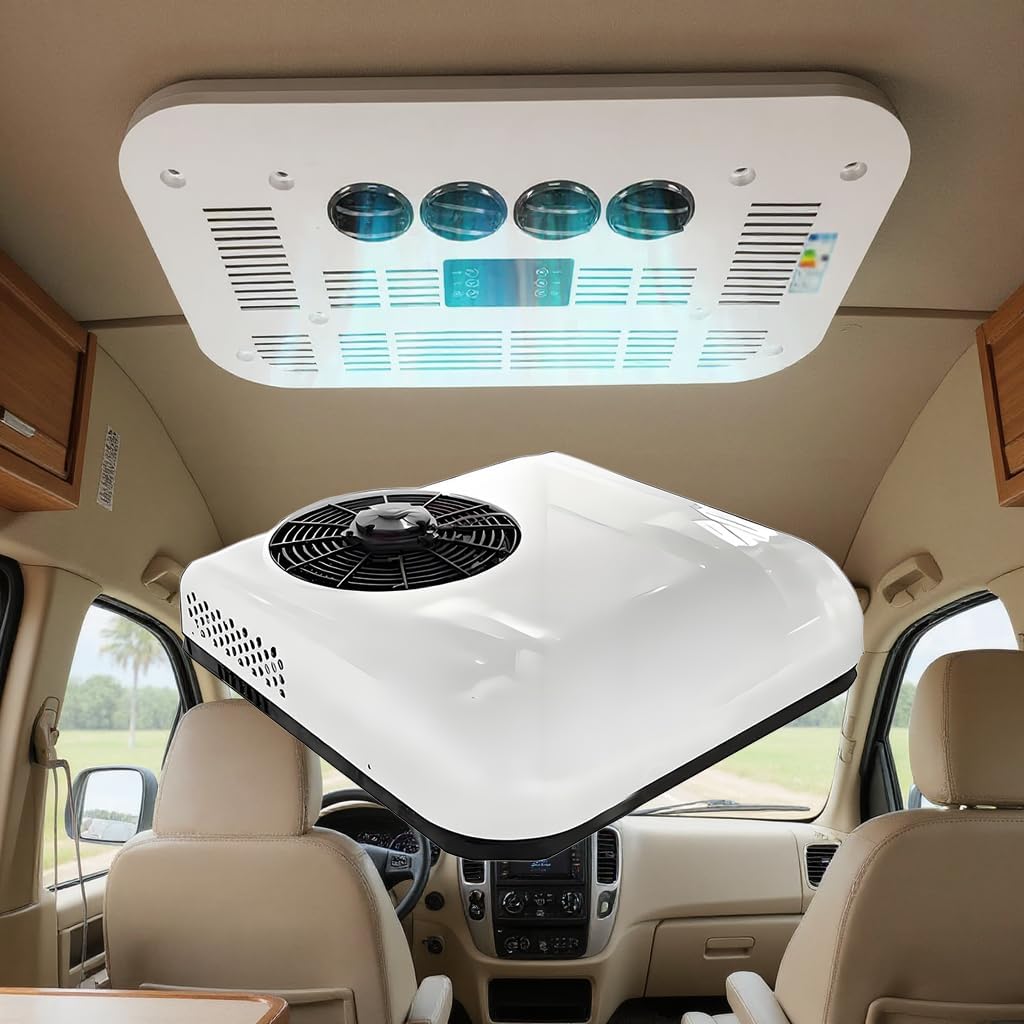GENERIC Climatiseur De Toit CC Pour Camping-car, Camion Et Camping-car Avec Télécommande Et Affichage De La Température, Refroidissement Efficace Ultra Silencieux, Compatible 48 V/60 V/72 V