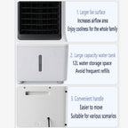 GENERIC Réservoir D'air évaporatif Portable 12L, Refroidisseur D'air Silencieux Avec Fonction Pivotante à 60 °, Humidificateur Et Ventilateur Pour Chambre Et Bureau, économe En énergie