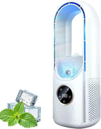  Climatiseur Silencieux, Ventilateur De Refroidissement, Refroidisseur D'air évaporatif Silencieux Sans Lames, Ventilateur De Refroidissement De Table à Alimentation Pour La Maison (Blanc)