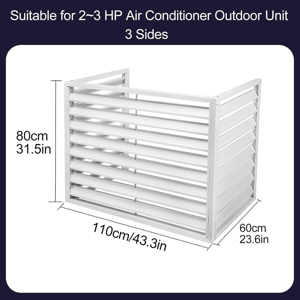  Housse De Protection Pour Climatiseur Extérieur En Aluminium, écran De Réduction Du Bruit, Clôture De Confidentialité, Protection Contre Les Intempéries, Design Blanc à 3