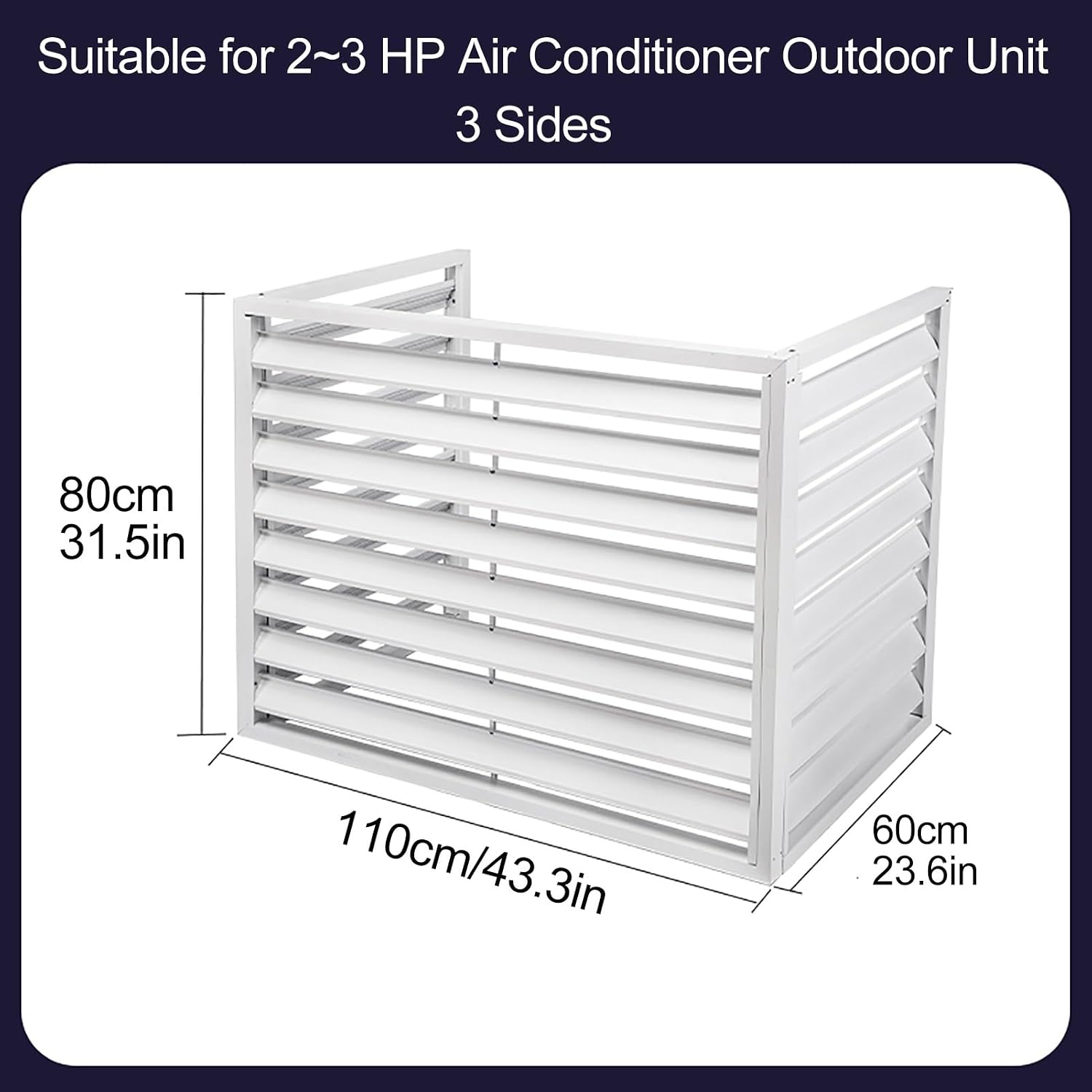  Housse De Protection Pour Climatiseur Extérieur En Aluminium, écran De Réduction Du Bruit, Clôture De Confidentialité, Protection Contre Les Intempéries, Design Blanc à 3