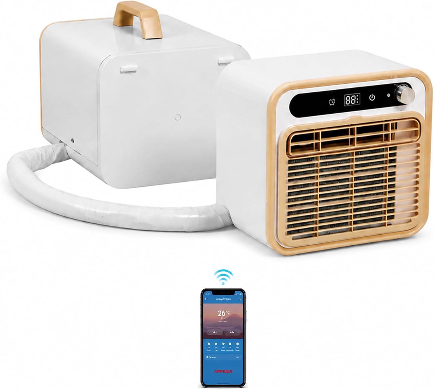  Climatiseur Portable 5000 BTU, AC Mobile Pour Tente 1m | Modèle Split Silencieux, Refroidisseur D'air Intelligent Avec Option Tuyau 1m/1.5m/2m, Minuterie 12H Bureau