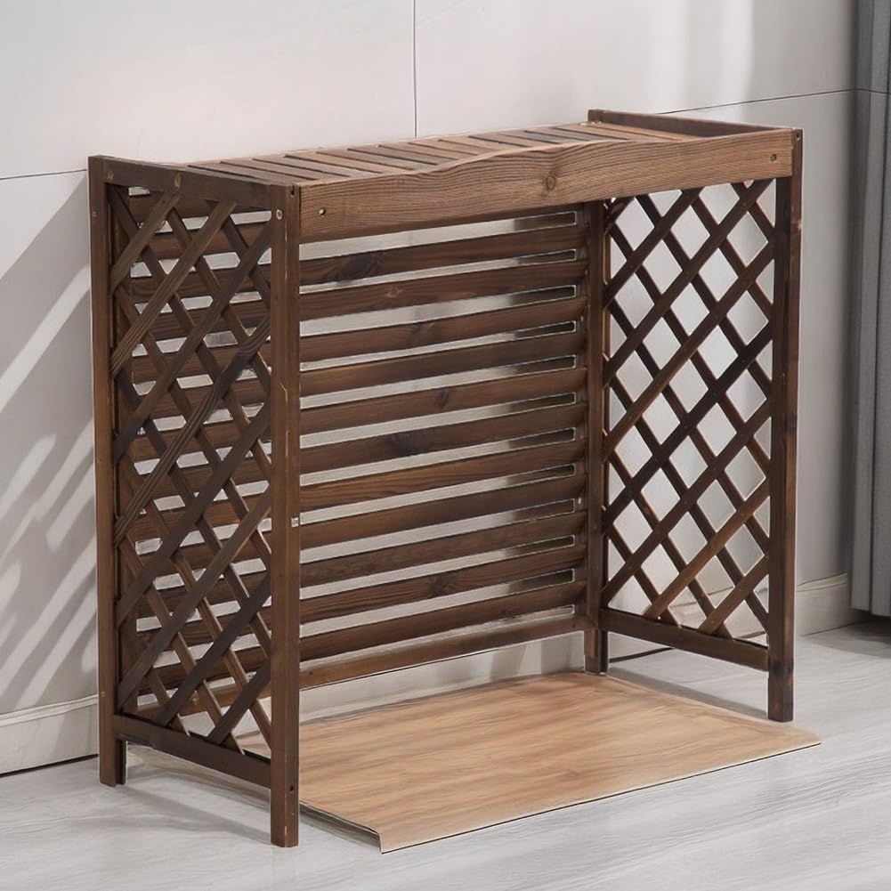 GENERIC Grand Support En Bois Massif Pour Climatiseur – Clôture En Bois épais Pour Unité Extérieure – Housse élégante Pour Dissimuler L'unité De Climatisation Et Résistante Aux Intempéries