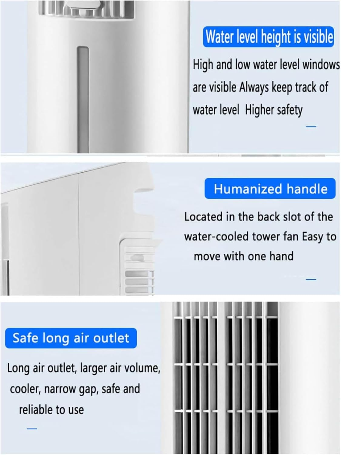 GENERIC Ventilateur De Refroidissement Portable Avec Sacs De Glace Et Ventilateur De Tour Sans Lame Silencieux à Distance Souffle D'air Froid Avec 70 ° D'oscillation 3 Vitesses 4LTank