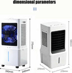 GENERIC Réservoir D'air évaporatif Portable 12L, Refroidisseur D'air Silencieux Avec Fonction Pivotante à 60 °, Humidificateur Et Ventilateur Pour Chambre Et Bureau, économe En énergie