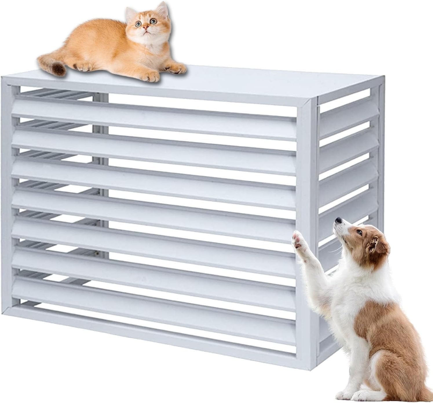 GENERIC Housse En Aluminium Pour Climatiseur Extérieur - Blanc - 100 Cm - Protège Les Unités De Climatisation - Poubelles - Sécurité Des Animaux Domestiques - Panneaux De Clôture D'isolation Des Feuilles.