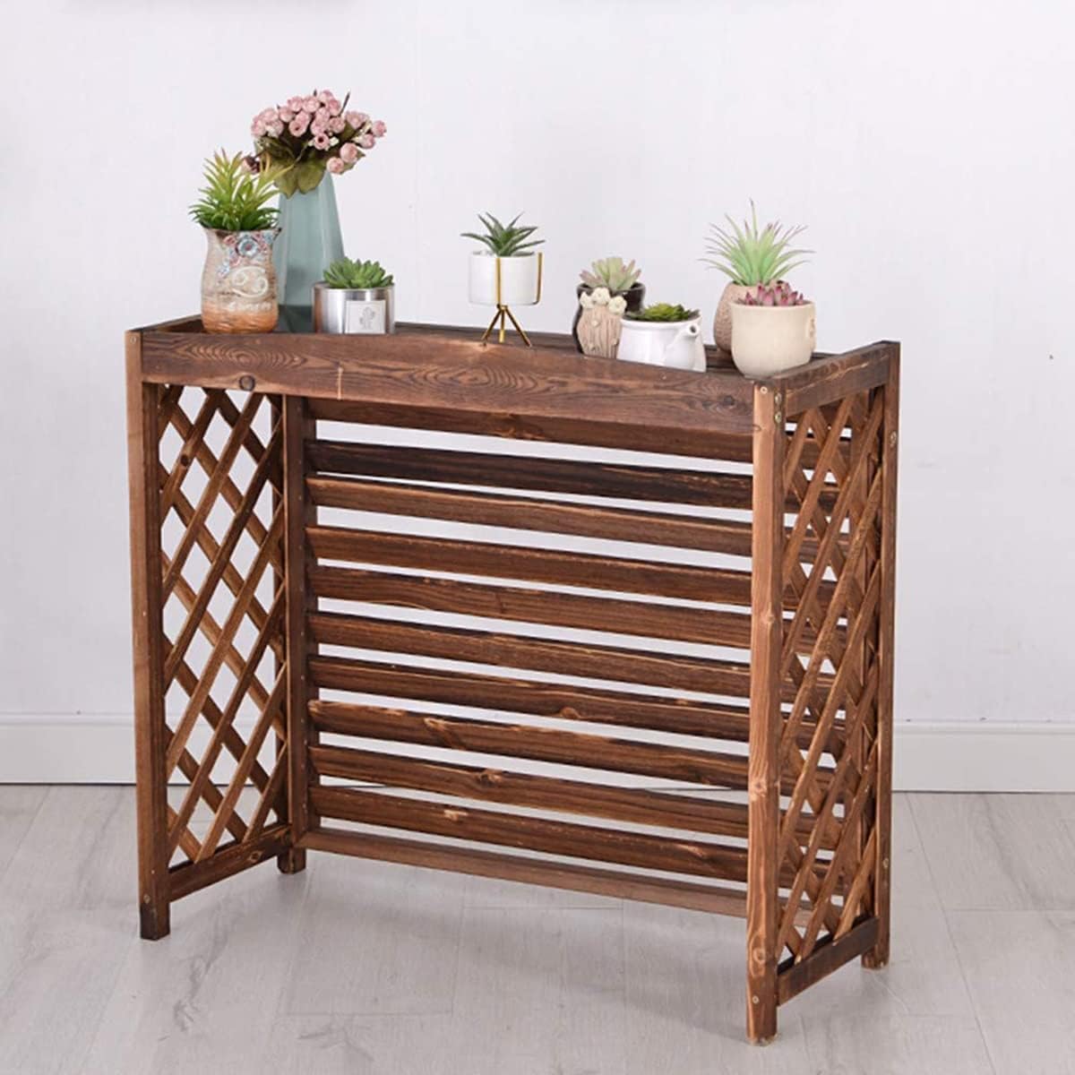  Clôture De Confidentialité Pour Climatiseur Extérieur, Protection Pour Pompes à Chaleur En Bois De Jardin, Support De Fleurs En Bois Massif Résistant Aux Intempéries, Ins