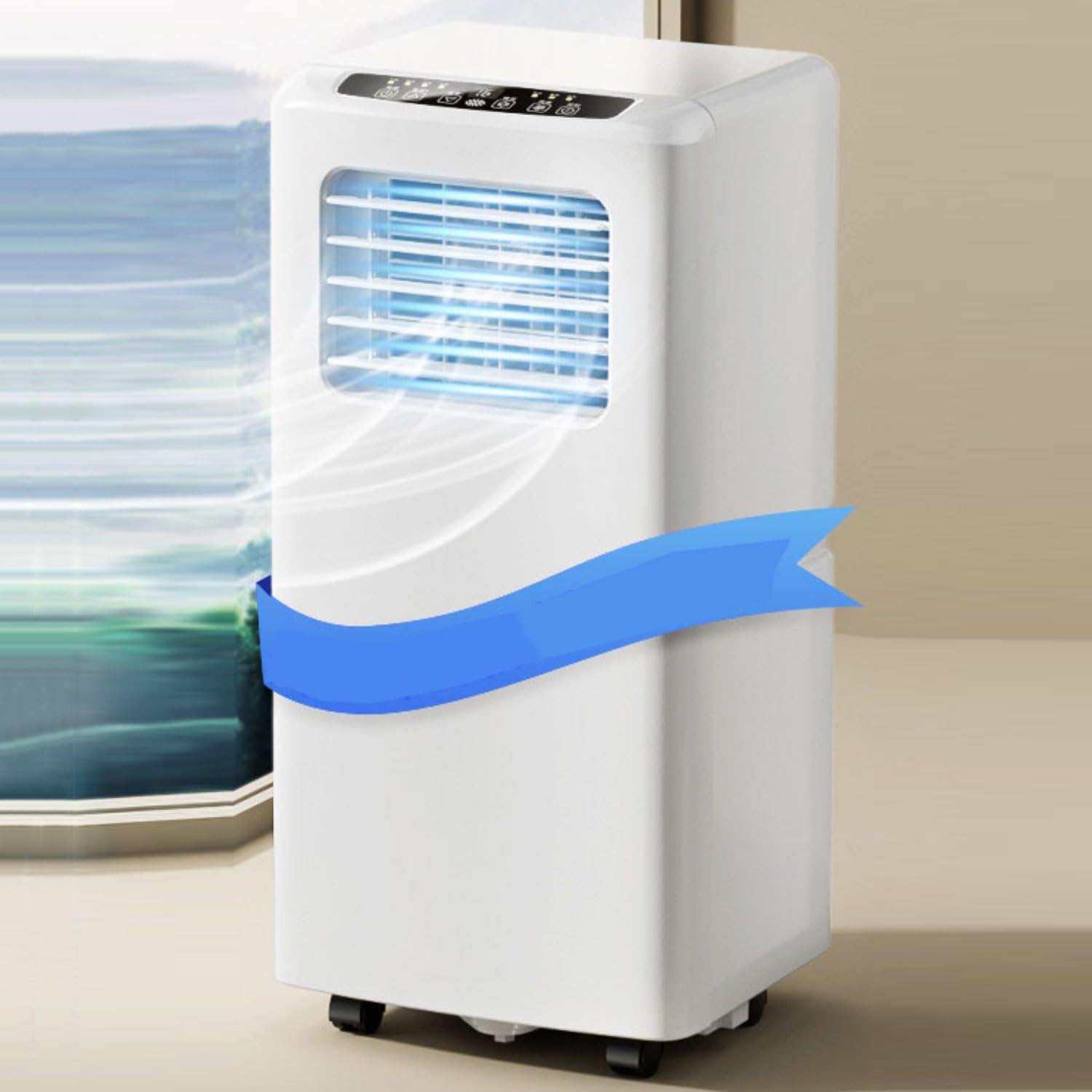  Climatiseur Portable, Unité Intelligente Avec Kit à Distance Et Fenêtre, Oscillation à 120 °, Modes Frais/sèche/Ventilateur/Sommeil, Minuterie 24H Pour Bureau De Chambre