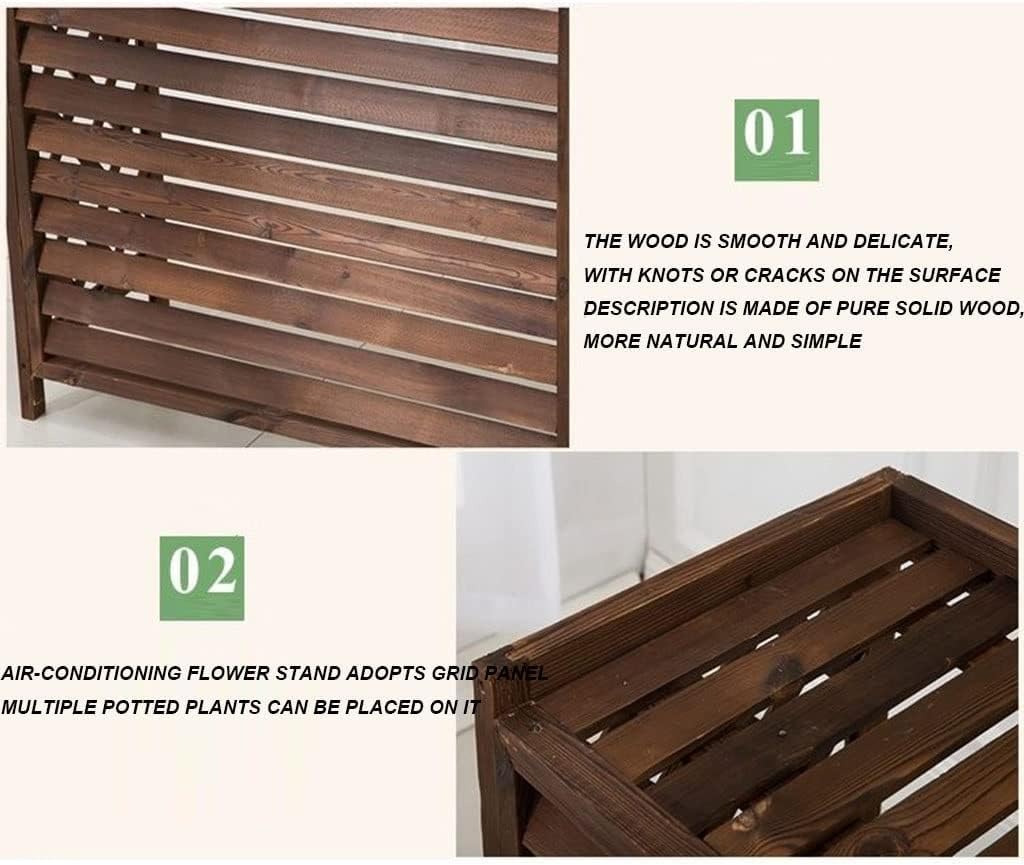 GENERIC Housse De Climatiseur En Bois Avec Volets Extérieurs - Cadre élégant - Panier Caché - Installation Facile Pour La Maison Et Le Jardin