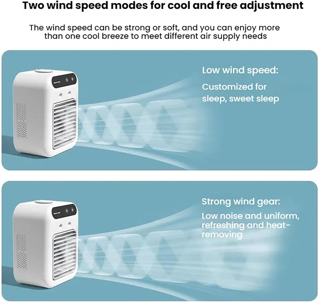  Ventilateur De Climatisation Portable,capacité 500ml, Silencieux Portable 4 En 1, Double Vitesse Du Vent, Double Mode De Pulvérisation, Idéal Pour Le Bureau Et La Chambre à Coucher (Blanc)
