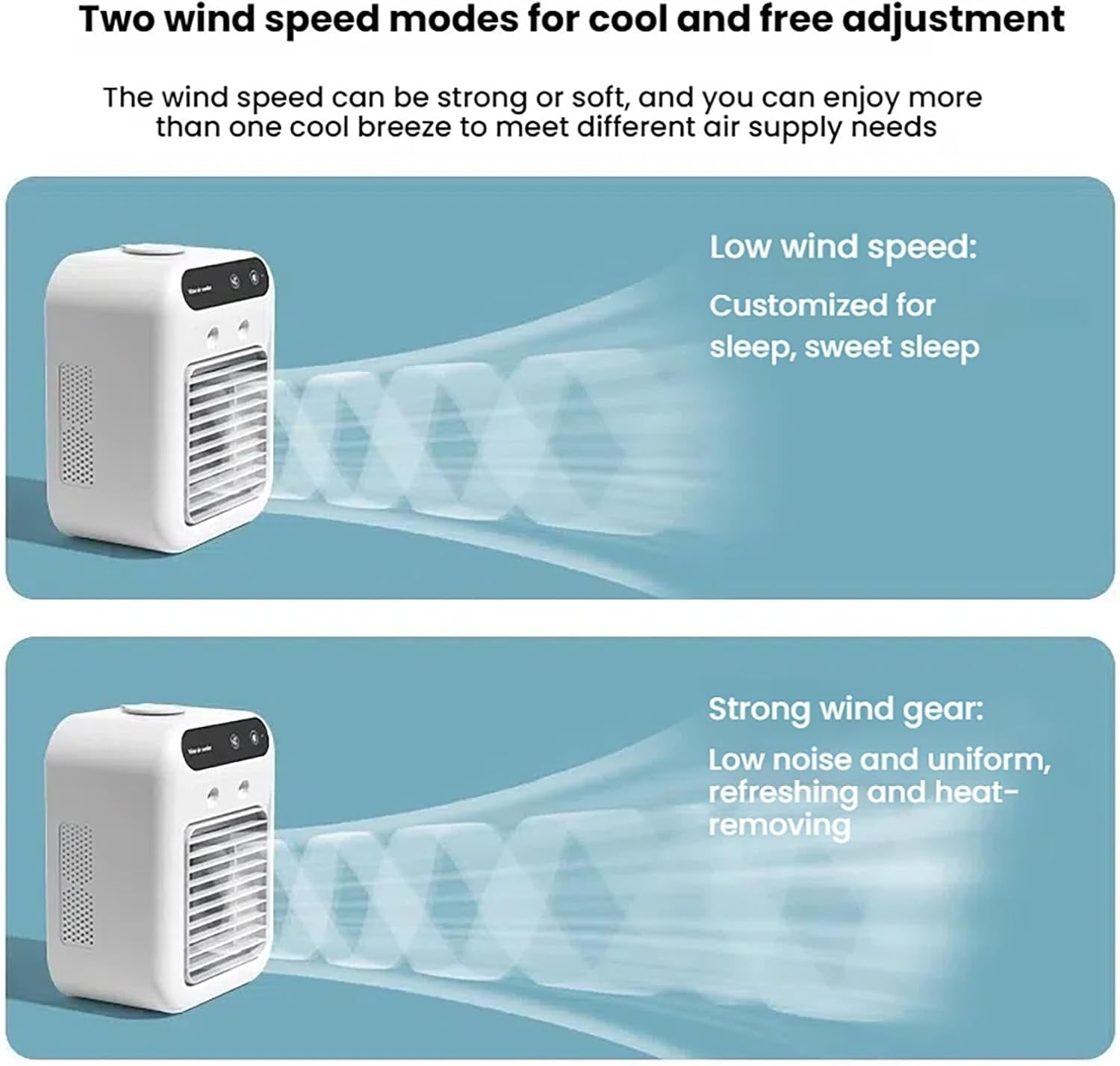  Ventilateur De Climatisation Portable,capacité 500ml, Silencieux Portable 4 En 1, Double Vitesse Du Vent, Double Mode De Pulvérisation, Idéal Pour Le Bureau Et La Chambre à Coucher (Blanc)
