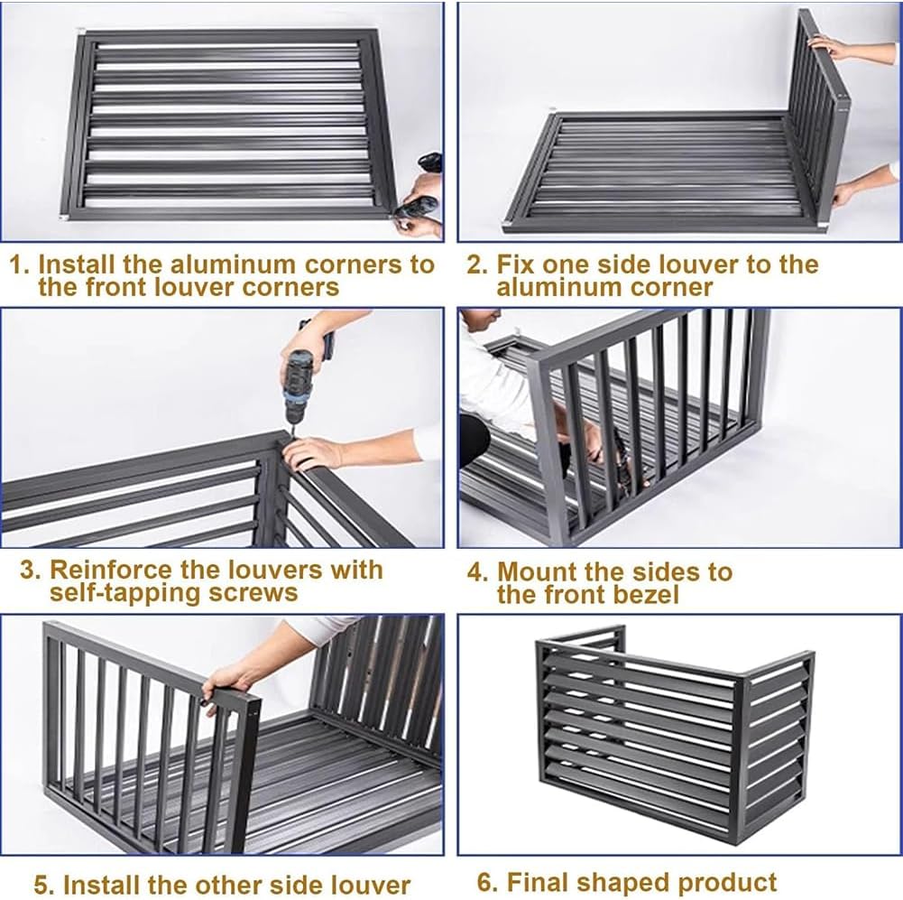 GENERIC Housse Pour Climatiseur Et Pompe à Chaleur, écran De Clôture En Aluminium Avec 3 Panneaux Pour Unités Extérieures Ou Intérieures, 110 X 80 X 60 Cm, Blanc