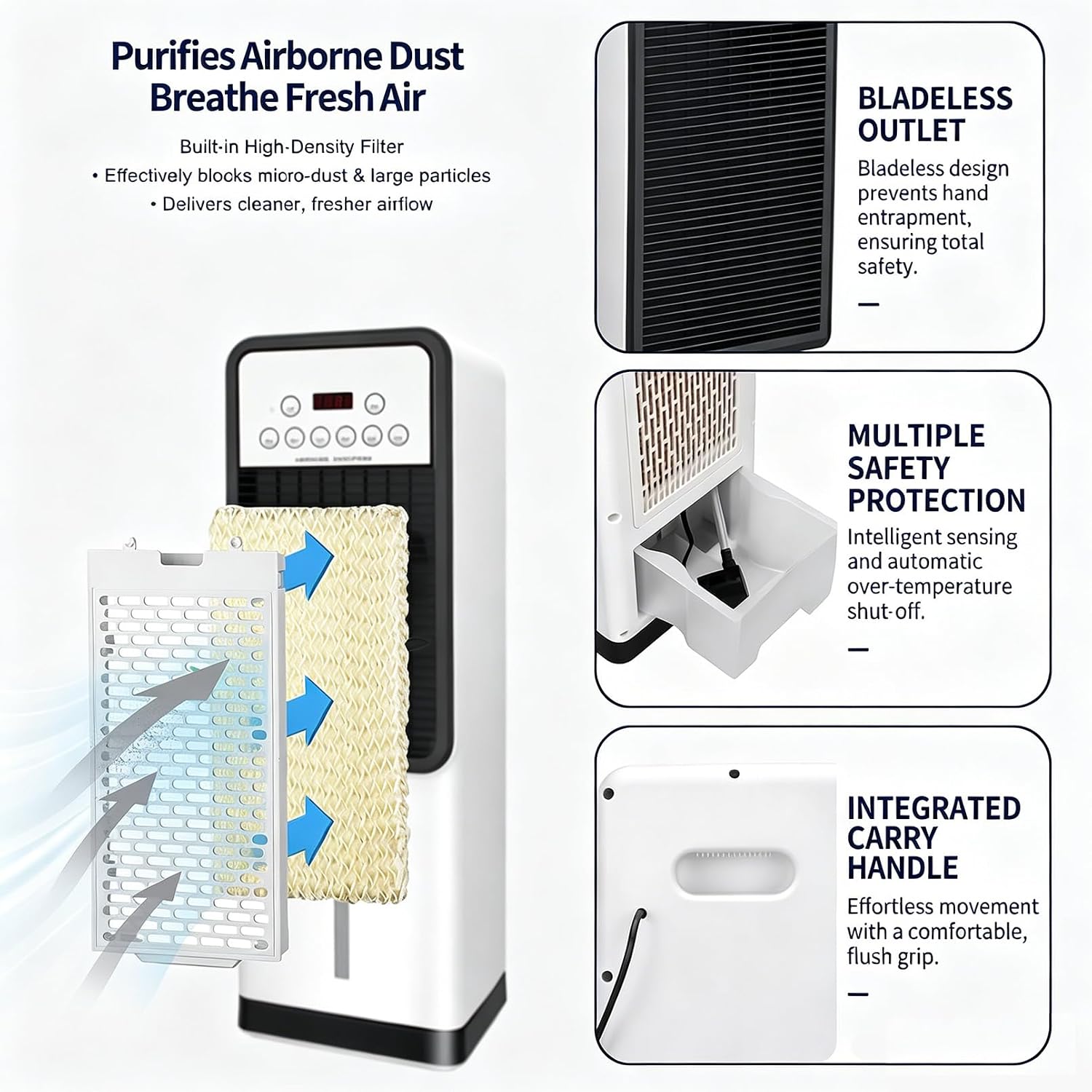 GENERIC Climatiseur Portable 12000 BTU Avec Chauffage, Unité AC 4-en-1 Refroidissement Et Chauffage, Déshumidificateur Et Ventilateur – Télécommande, Minuterie 8H, Pour Chambre, Bureau, Camping-Car, Garage