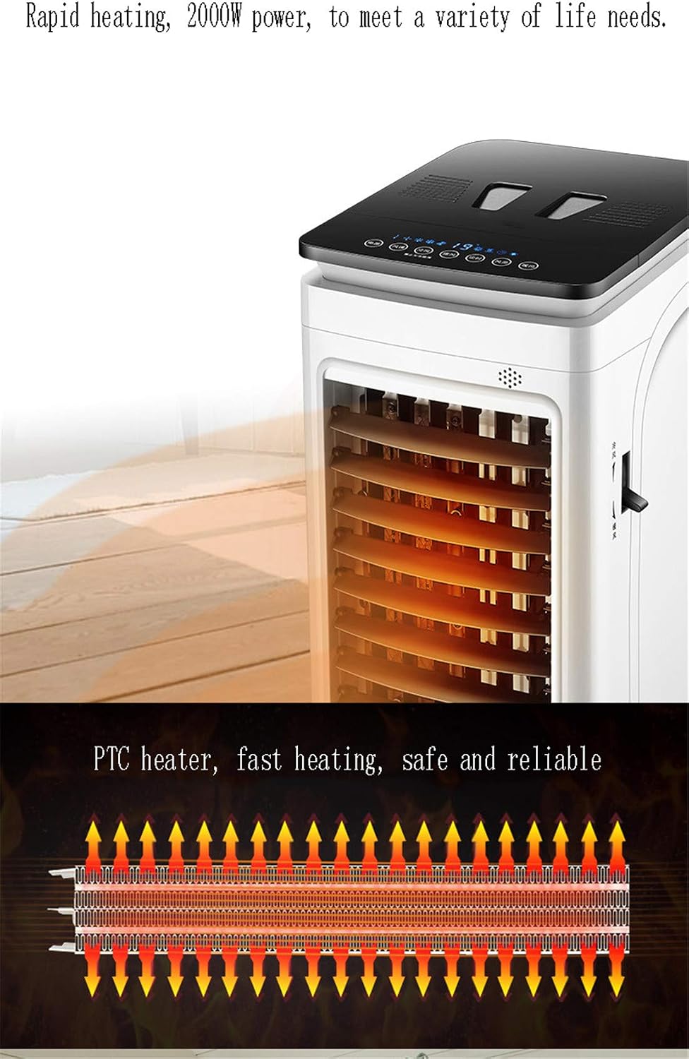  Portable Chaud Froid Climatiseur évaporatif Mobile 4 En 1 Refroidisseur Réglable Silencieux Oscillation Air Purifiant Pour Maison Bureau Camping (Mechanical)
