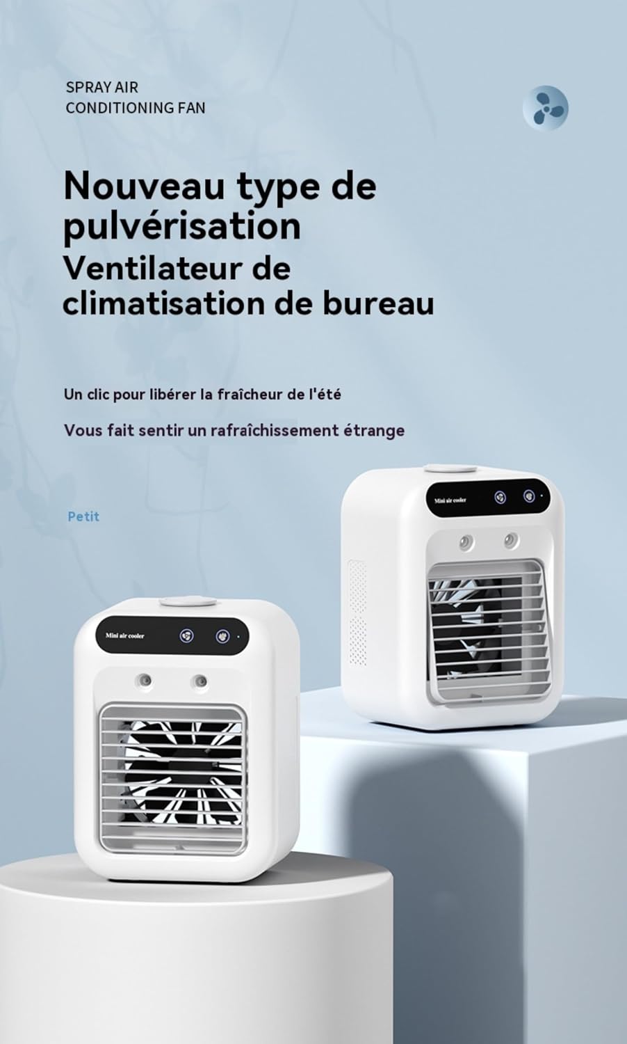 Climatiseur Portable, Ventilateur Refroidisseur D'air Silencieux Portable, Refroidisseur D'air 500 Ml, Ventilateur De Refroidissement De Bureau 3 En 1 Pour Chambre, Bureau, Dortoir étudiant