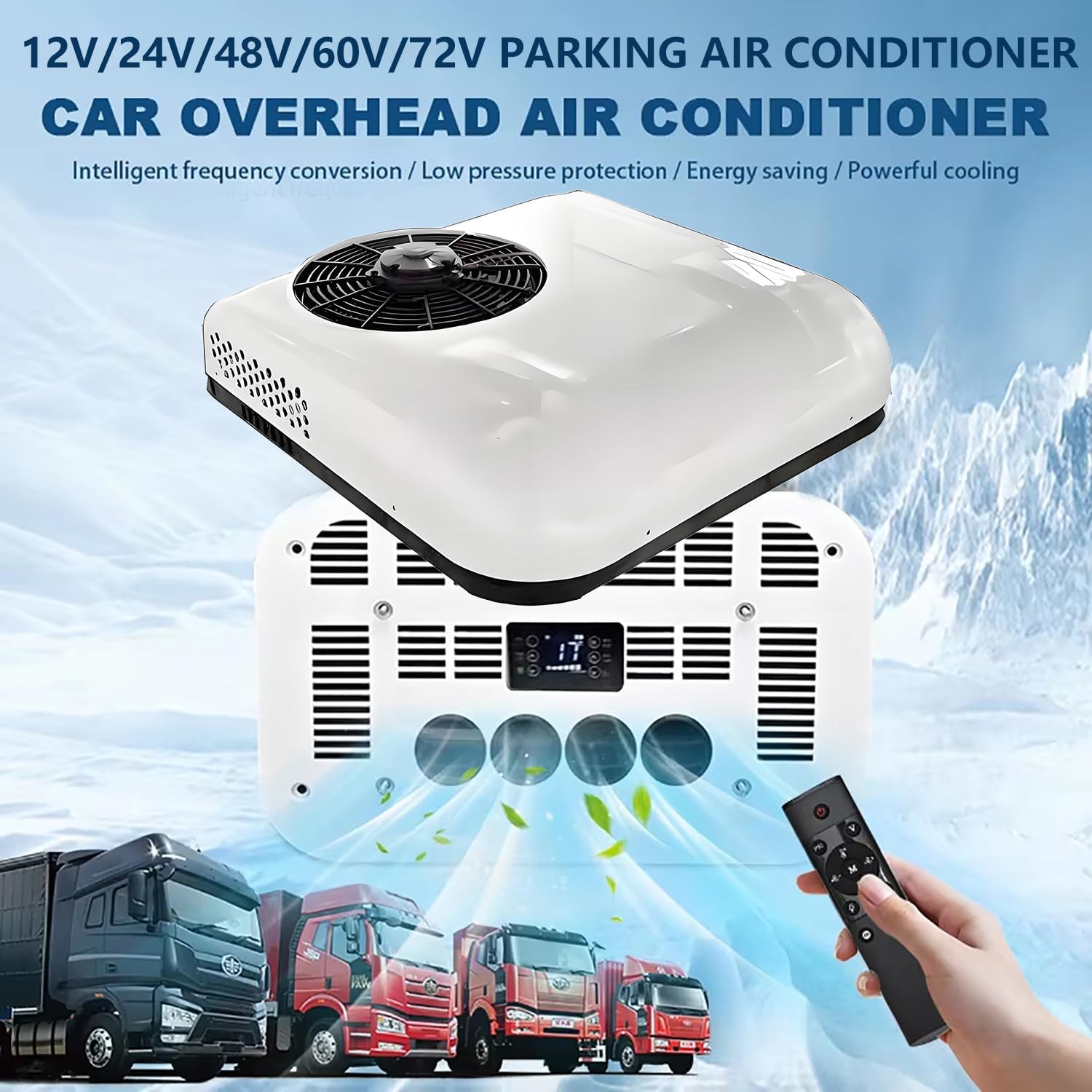 GENERIC Climatiseur De Toit CC Pour Camping-car, Camion Et Camping-car Avec Télécommande Et Affichage De La Température, Refroidissement Efficace Ultra Silencieux, Compatible 48 V/60 V/72 V