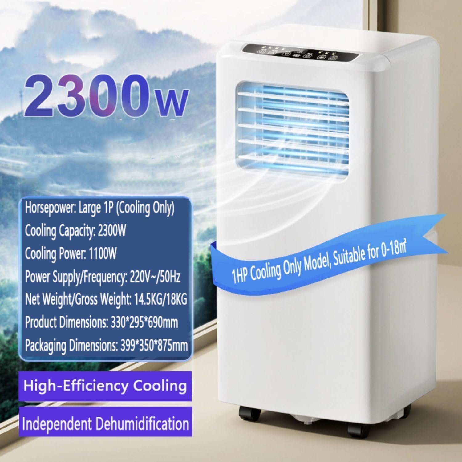  Climatiseur Portable, WiFi App Control, Ventilateur De Refroidissement évaporatif Avec Télécommande, Minuterie 24H, Déshumidificateur Pour Bureau De Chambre à Coucher, Unité Mobile De Climatisation E