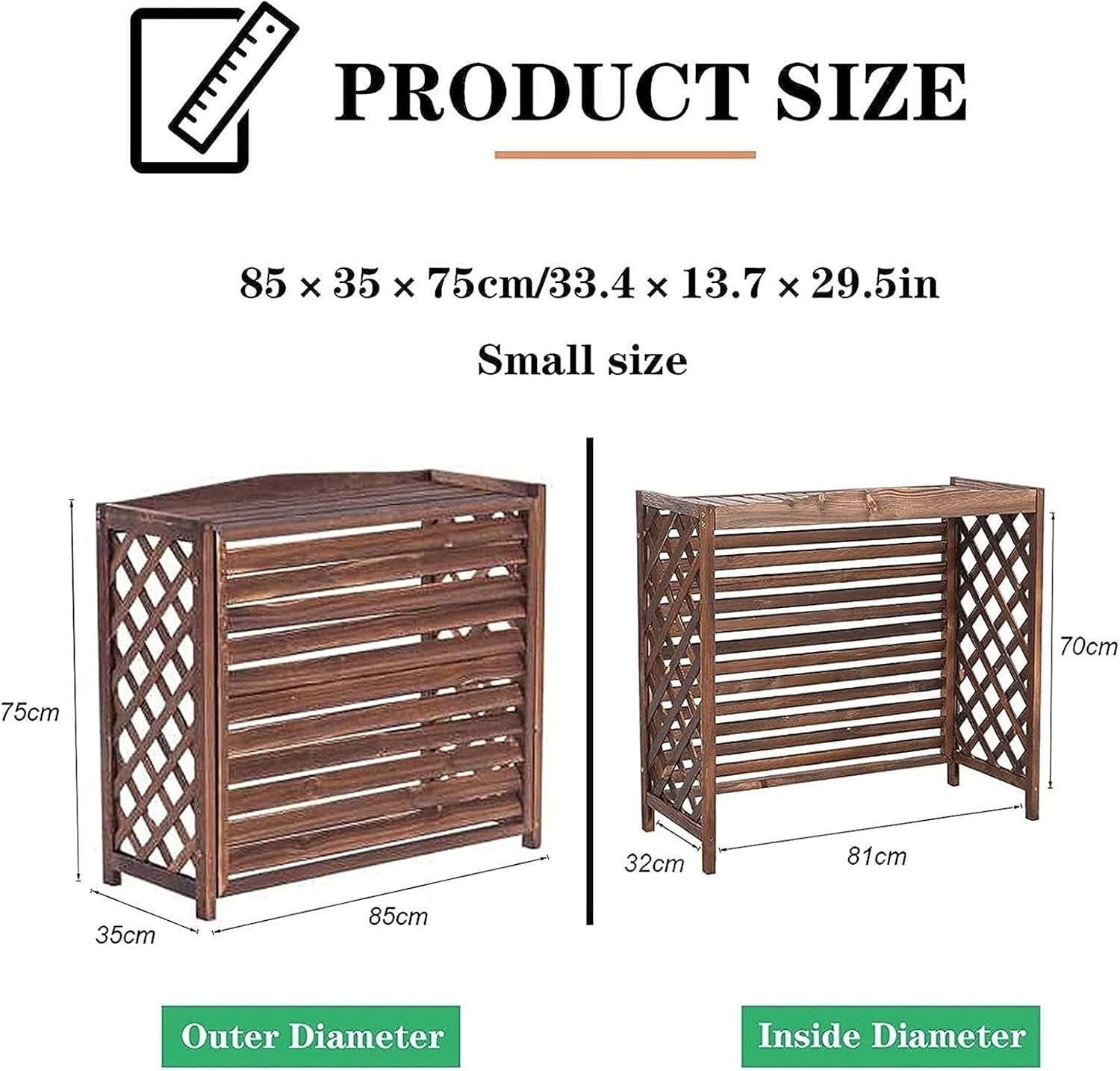 GENERIC Housse De Climatiseur D'extérieur En Bois Anti-corrosion Pour Plantes Et étagère De Rangement, Design à Persiennes Pour Supports De Fleurs, Protection Durable Et élégante Pour Unité De Climatisation