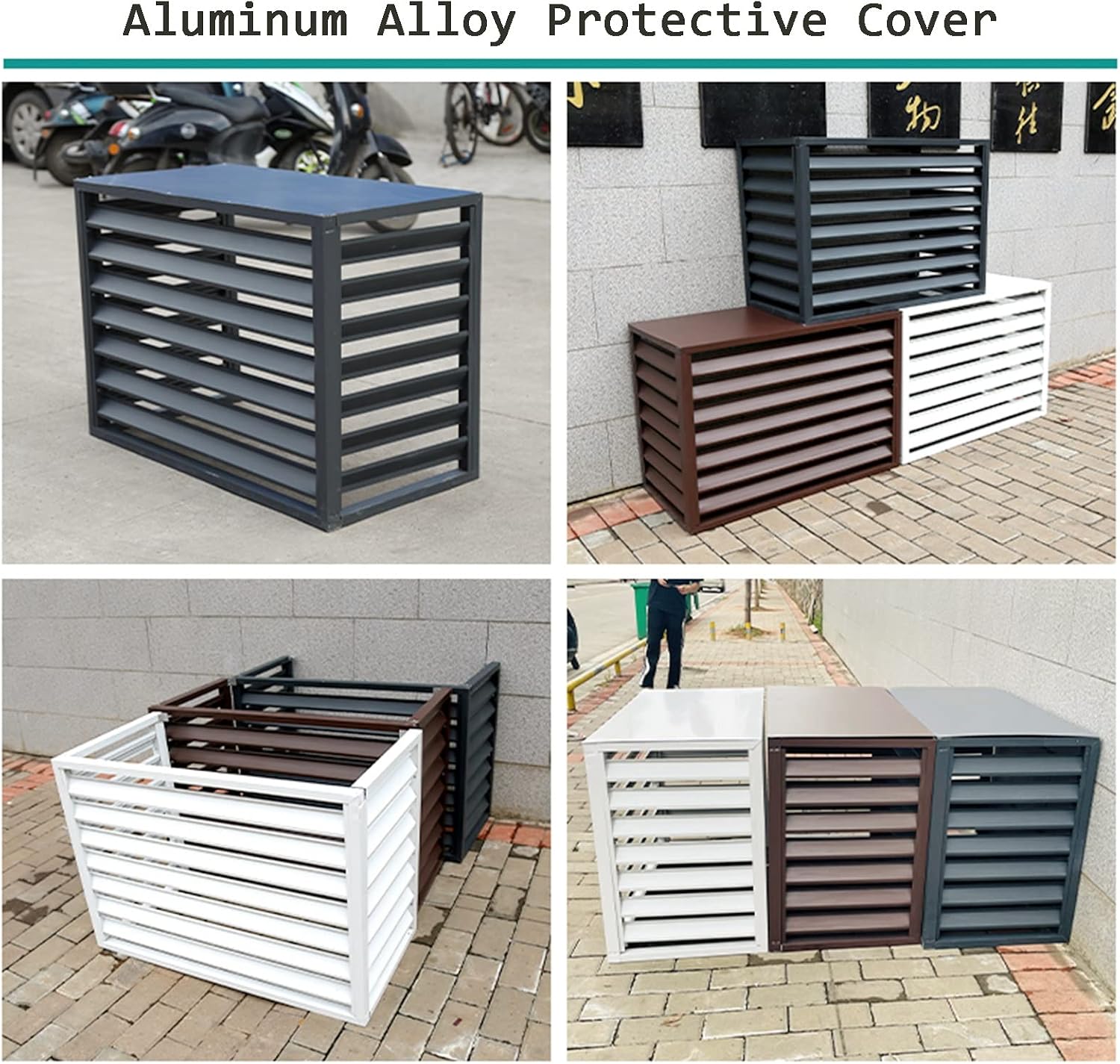 GENERIC Housse De Protection Décorative Pour Climatiseur Extérieur, Clôture D'intimité, Protection En Aluminium Toutes Saisons, Pour Unités Centrales De Climatisation, Boîtier Autonome Pour Poubelle Et Unité
