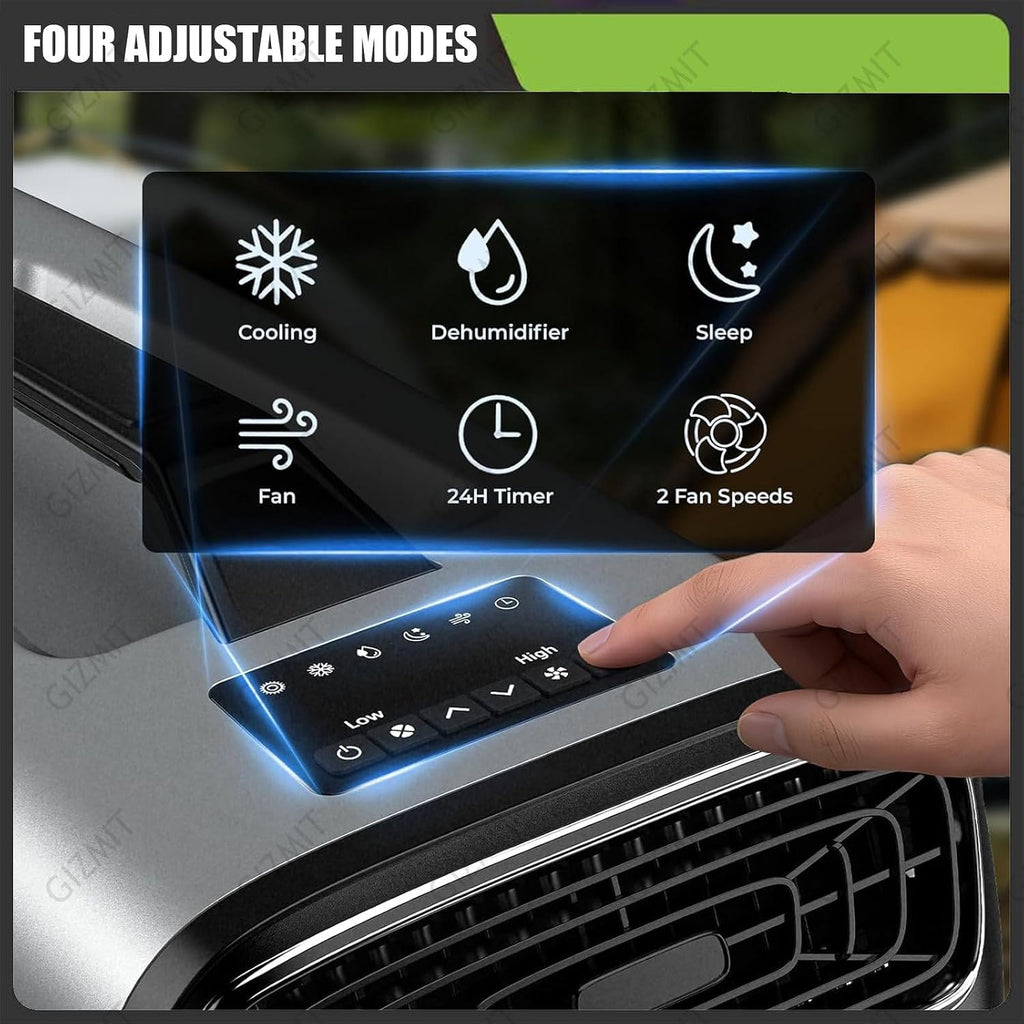  Climatiseur Portable 2 En 1 Pour Camping-Car, 5200 BTU, 400 W, Silencieux, Avec Compresseur, Faible Consommation D'énergie, Idéal Pour Tentes Et Camping-Cars. Fonction Déshumidification Gray