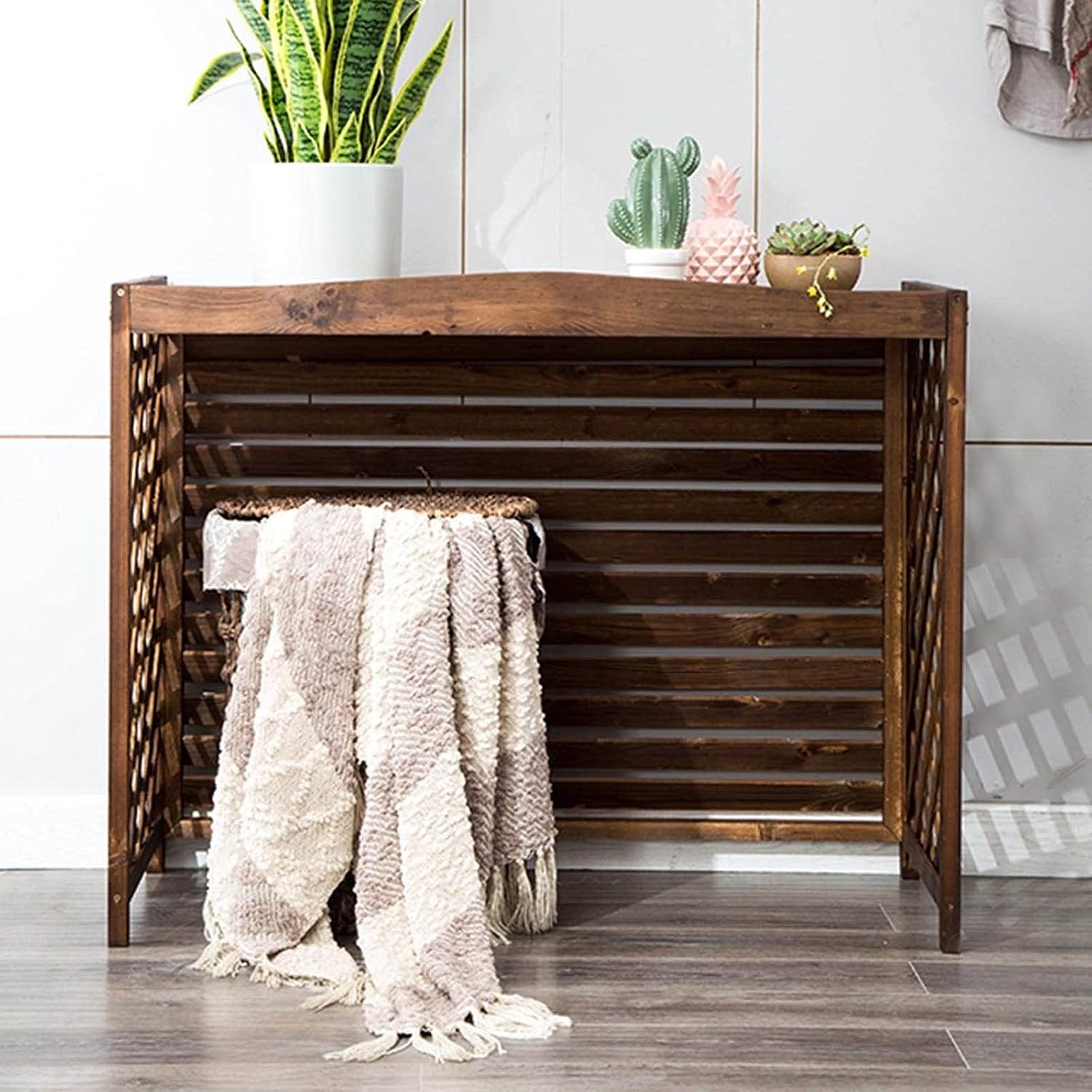 GENERIC Écran De Protection En Bois Pour Climatiseur - Clôture Extérieure En Bois Massif Pour Climatisation, étagère Anti-corrosion Pour Plantes, Rangement Décoratif (taille : 95 X 40 X 89 Cm)