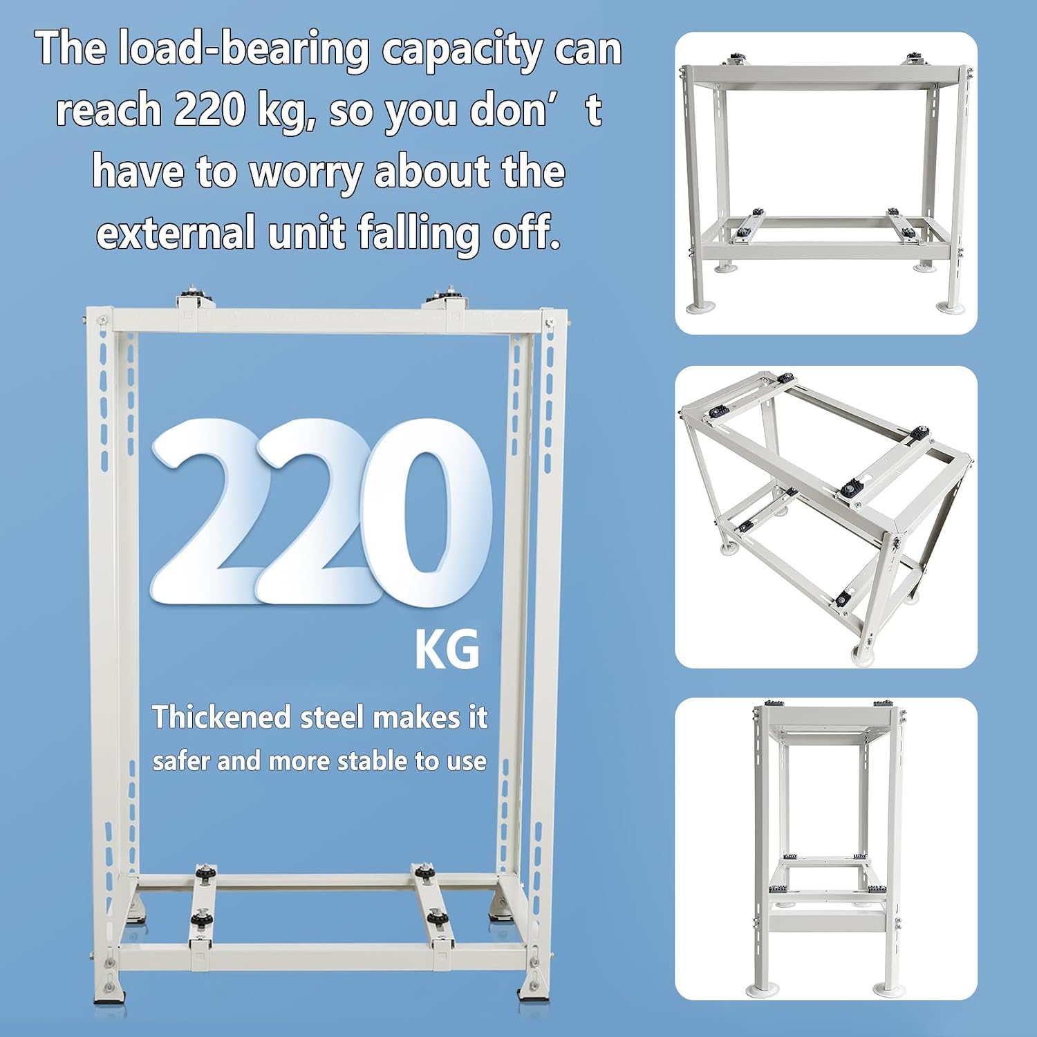  Support De Montage Au Sol À Double Couche For Mini Climatiseur Split, Anti-Vibration CA Support De Montage Au Sol For Unité Extérieure Tailles Ajustables-900×900×500mm