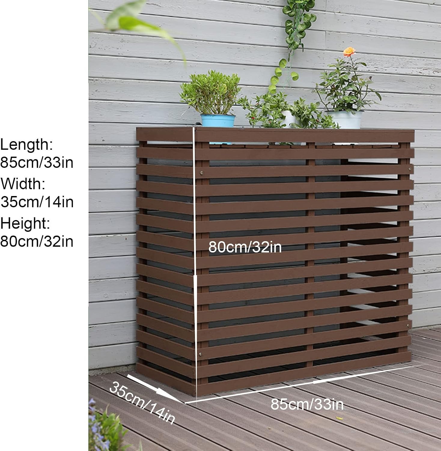  Housse En Bois Pour Climatiseur – Clôture De Protection Pour Pompe à Chaleur Extérieure élégante Pour Jardin Et Résistant Aux Intempéries, Parfaite Pour Dissimuler Le Climatiseur