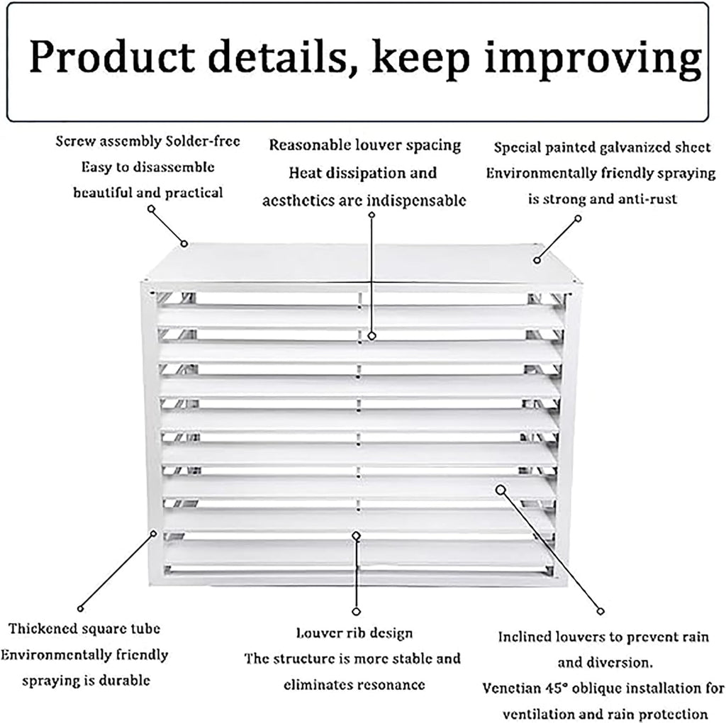 GENERIC Couvercle De Climatiseur Pour Pompe à Chaleur - Clôture Décorative En Alliage D'aluminium - Protection Extérieure - Condensateur Pour Systèmes CVC - Bouclier Résistant Aux Intempéries Pour Unités