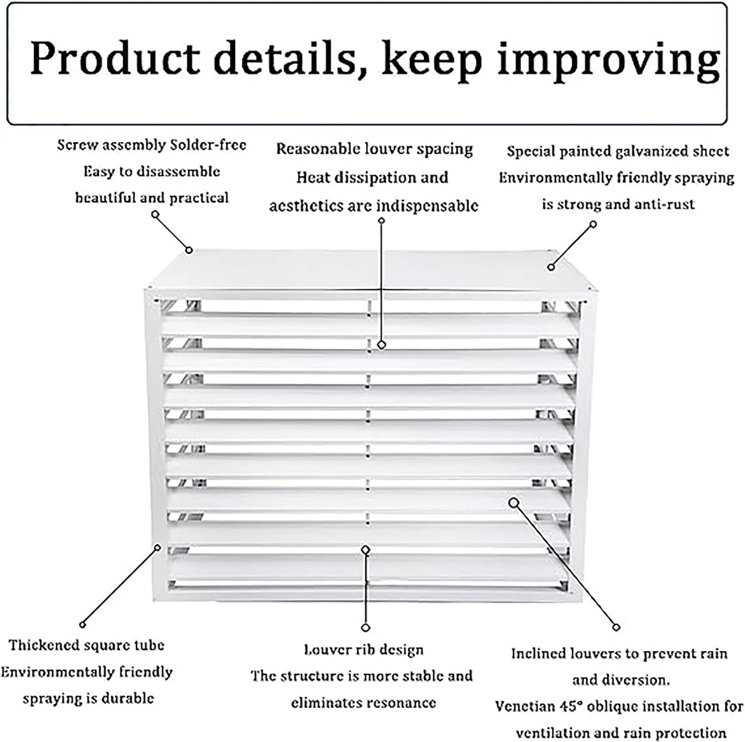 GENERIC Couvercle De Climatiseur Pour Pompe à Chaleur - Clôture Décorative En Alliage D'aluminium - Protection Extérieure - Condensateur Pour Systèmes CVC - Bouclier Résistant Aux Intempéries Pour Unités