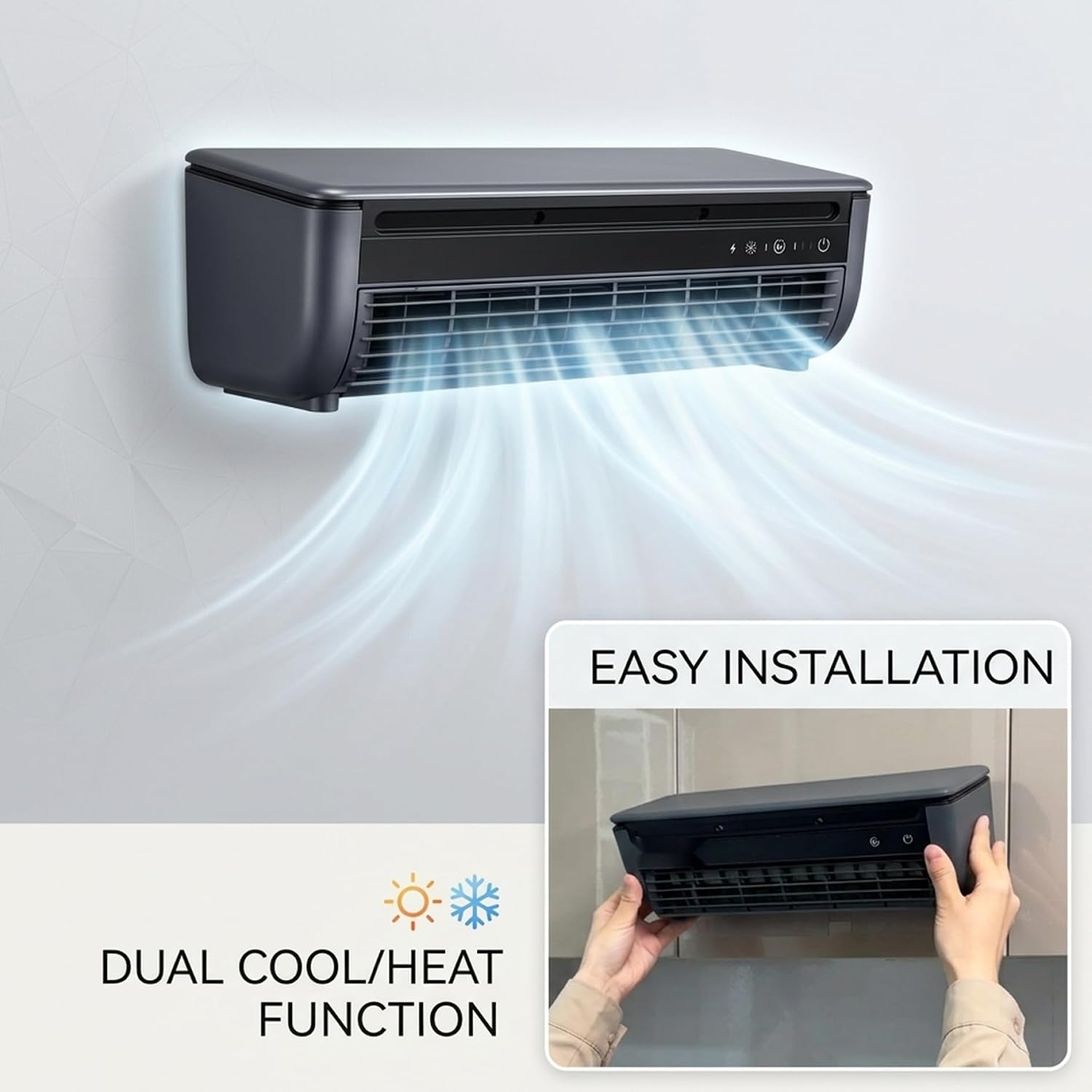  Mini Ventilateur Mural Avec Télécommande, 6000mAh Refroidisseur Sans Fil Pour Cuisine, Dortoir, Bureau.Refroidissement Rapide, Résistant à La Graisse, Circulateur D'air Personnel Rechargeable USB Port