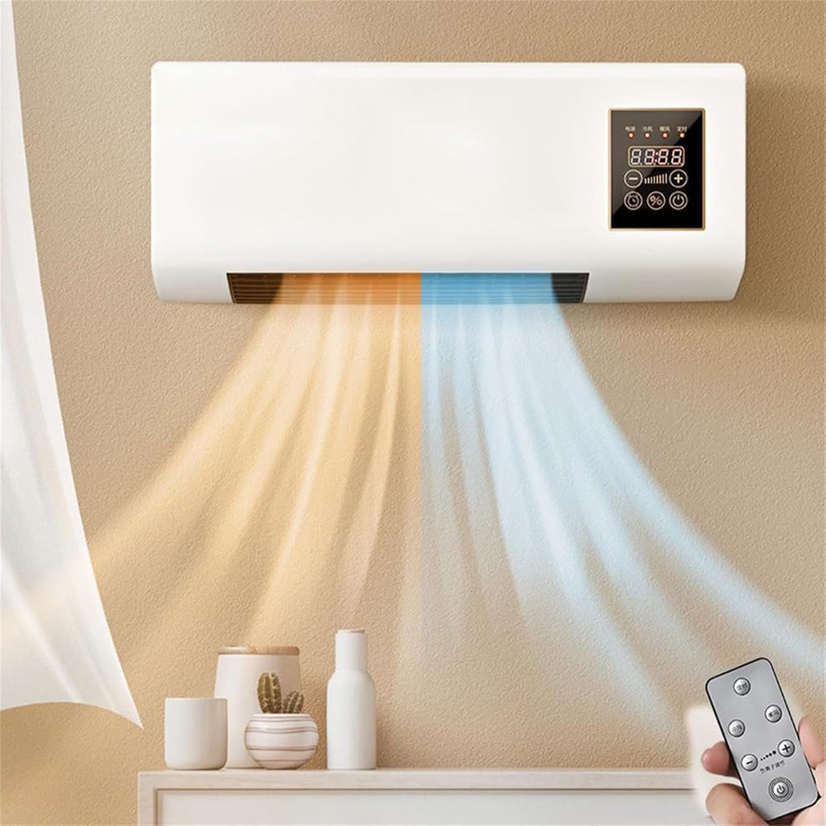  Climatiseur Avec Télécommande, Chauffage à 40°C, 3 Sec.Réchauffement Rapide, 30dB Calme, 8h Minuterie, Écran Tactile, Compact Pour Bureau Et Chambre
