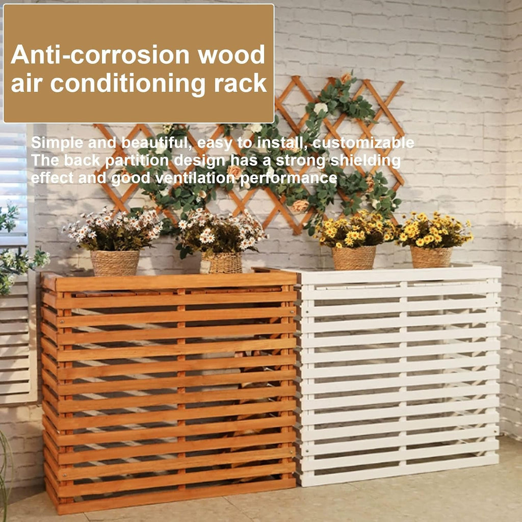  Housse De Protection Extérieure En Bois Pour Climatiseurs Et Pompes à Chaleur, Clôture élégante Pour Cacher Le Climatiseur Et Design Résistant Aux Intempéries