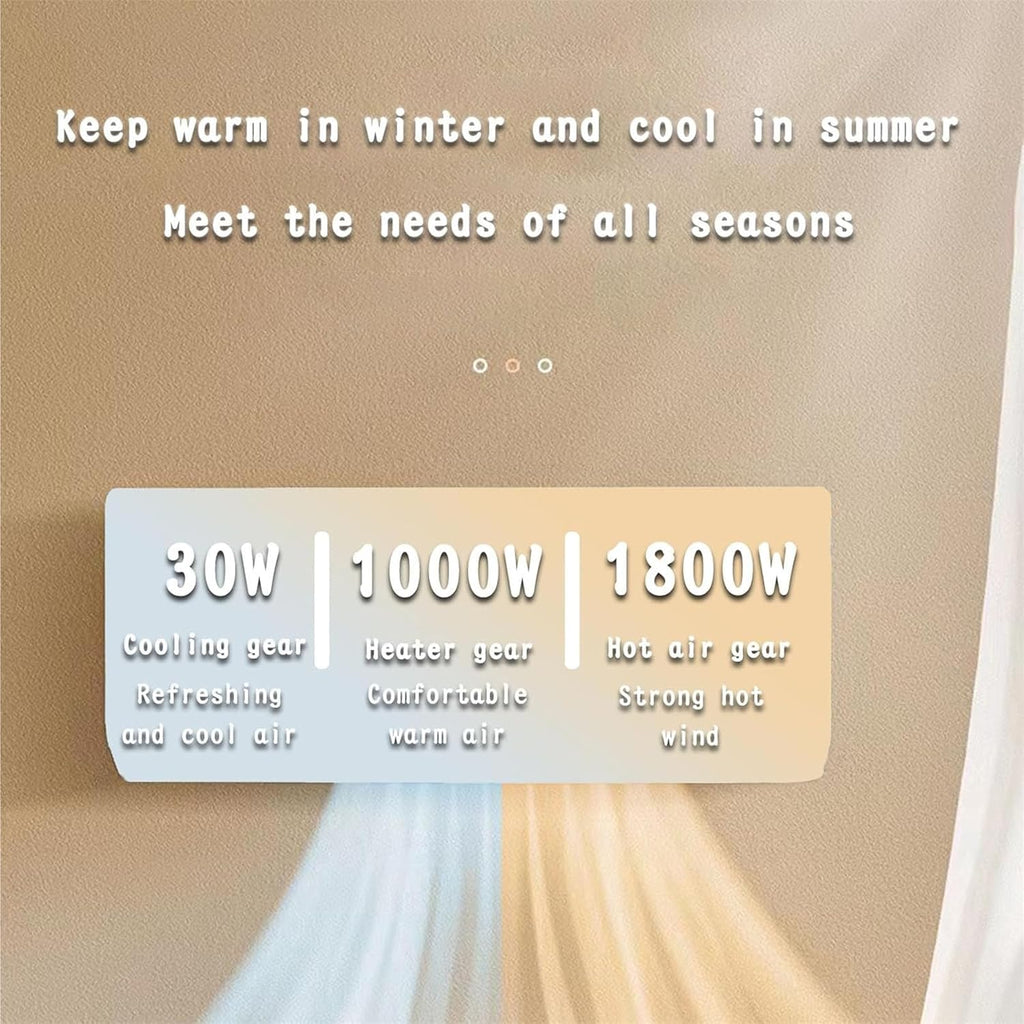  Climatiseur Avec Télécommande, Chauffage à 40°C, 3 Sec.Réchauffement Rapide, 30dB Calme, 8h Minuterie, Écran Tactile, Compact Pour Bureau Et Chambre